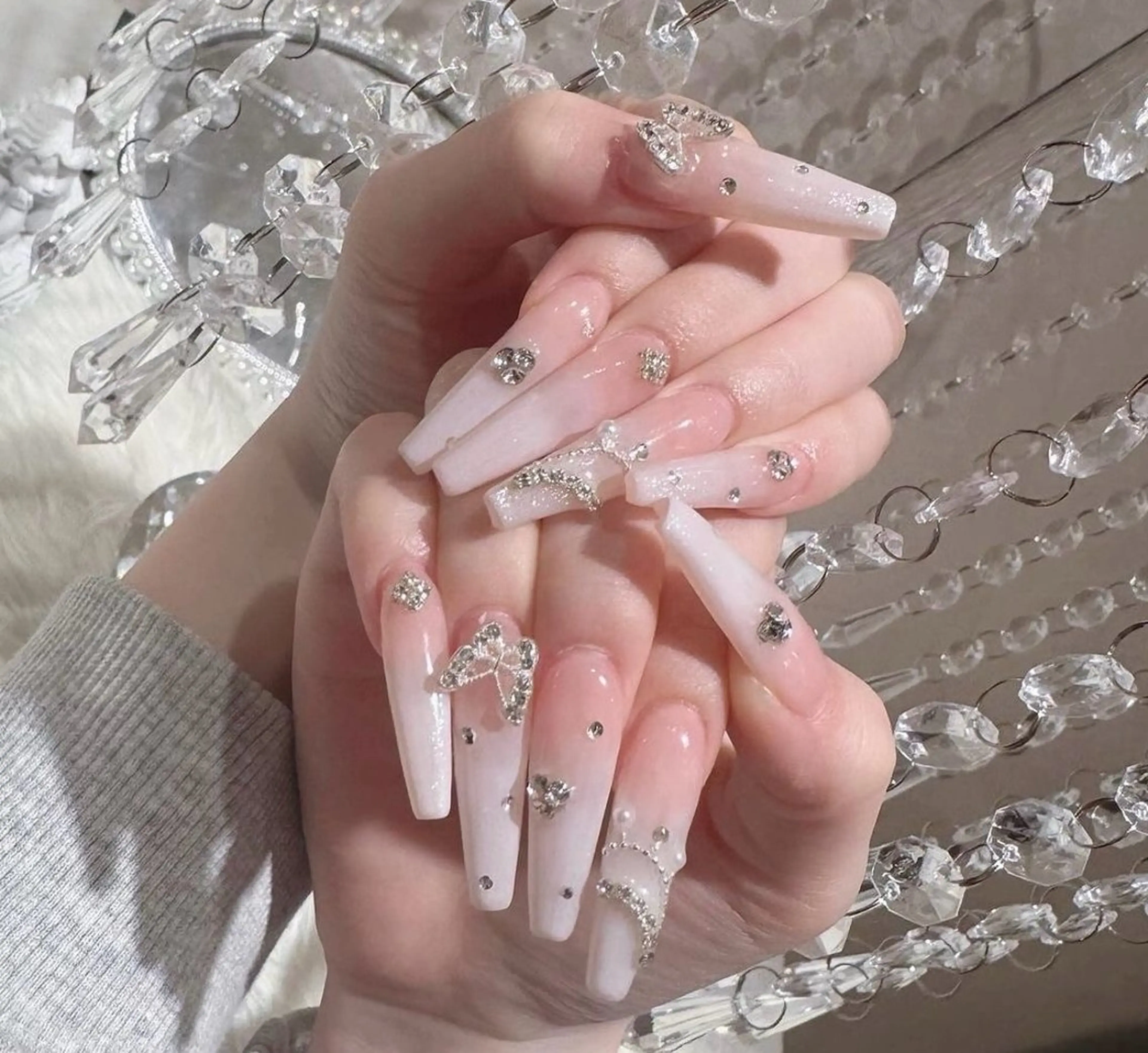 ネイル ハート ニュアンスネイル ワンホンネイル ハンドネイル 波 なみのネイルデザイン