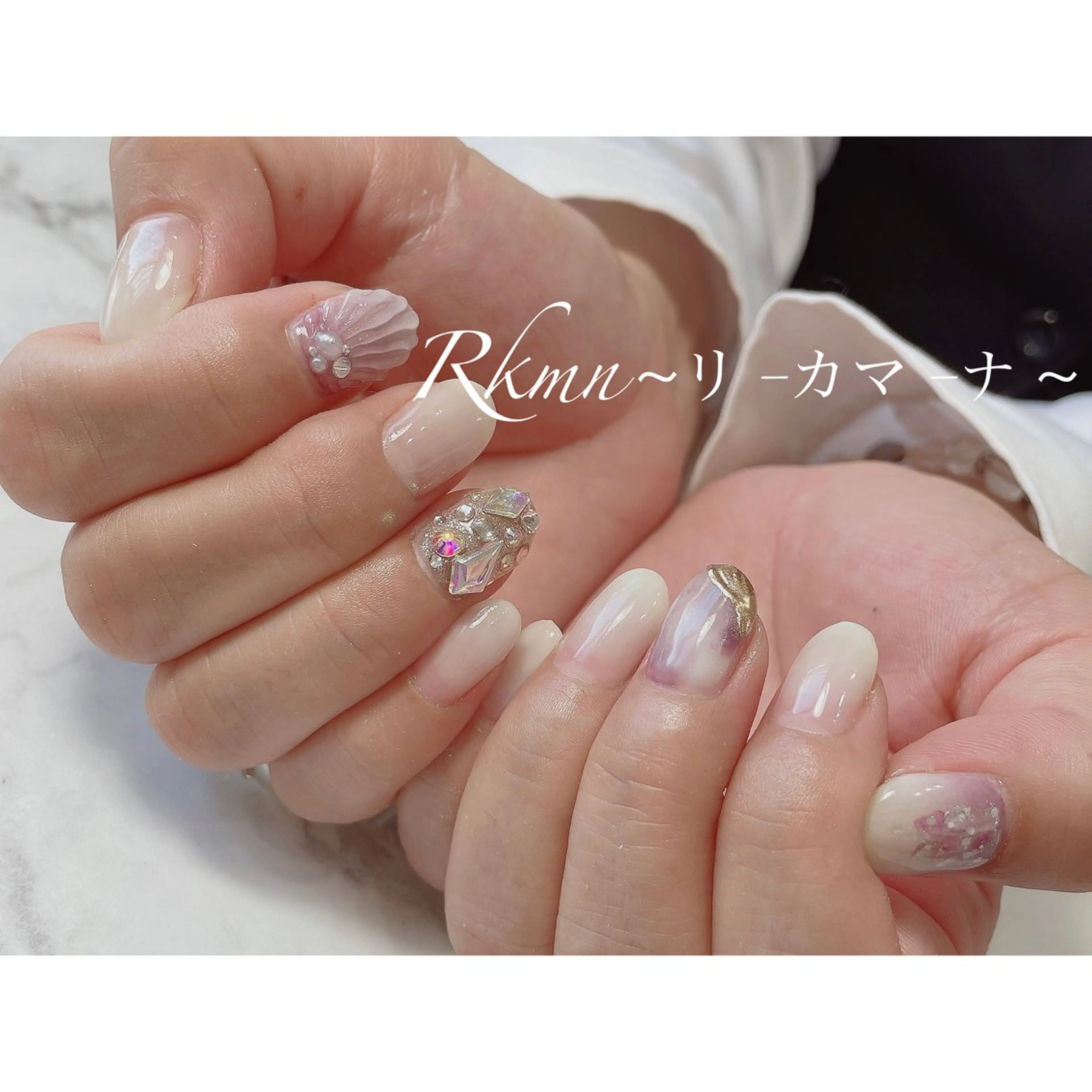 ネイル アートネイル グラデーション ニュアンスネイル 春ネイル ハンドネイル フットネイル ハンドケア Rkmn ~リ-カマ-ナ~のネイルデザイン