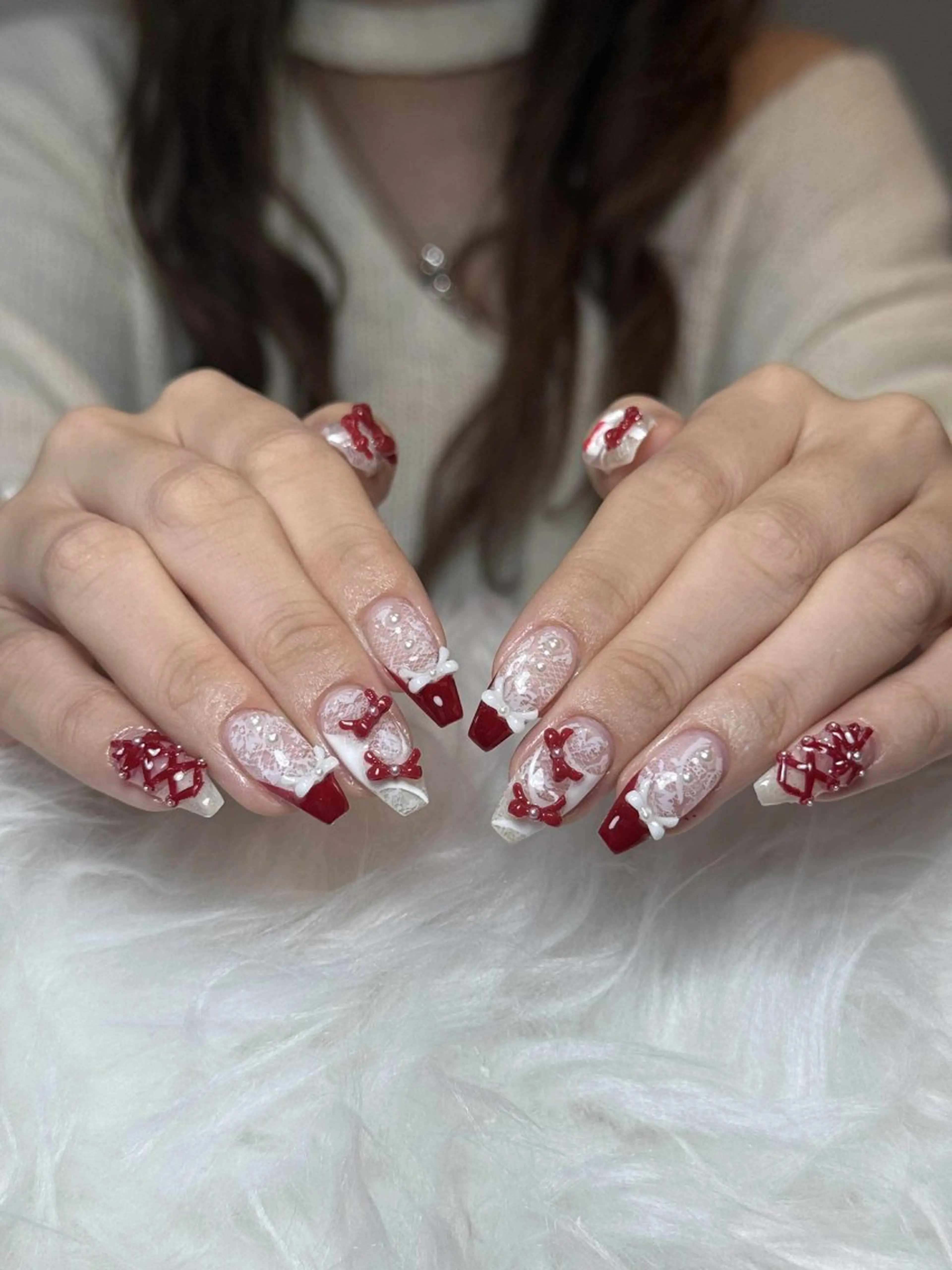 ネイル オーロラネイル ボルドー ブラウン 氷ネイル・うるうるネイル キラキラネイル ハンドネイル Julli ジュリのネイルデザイン