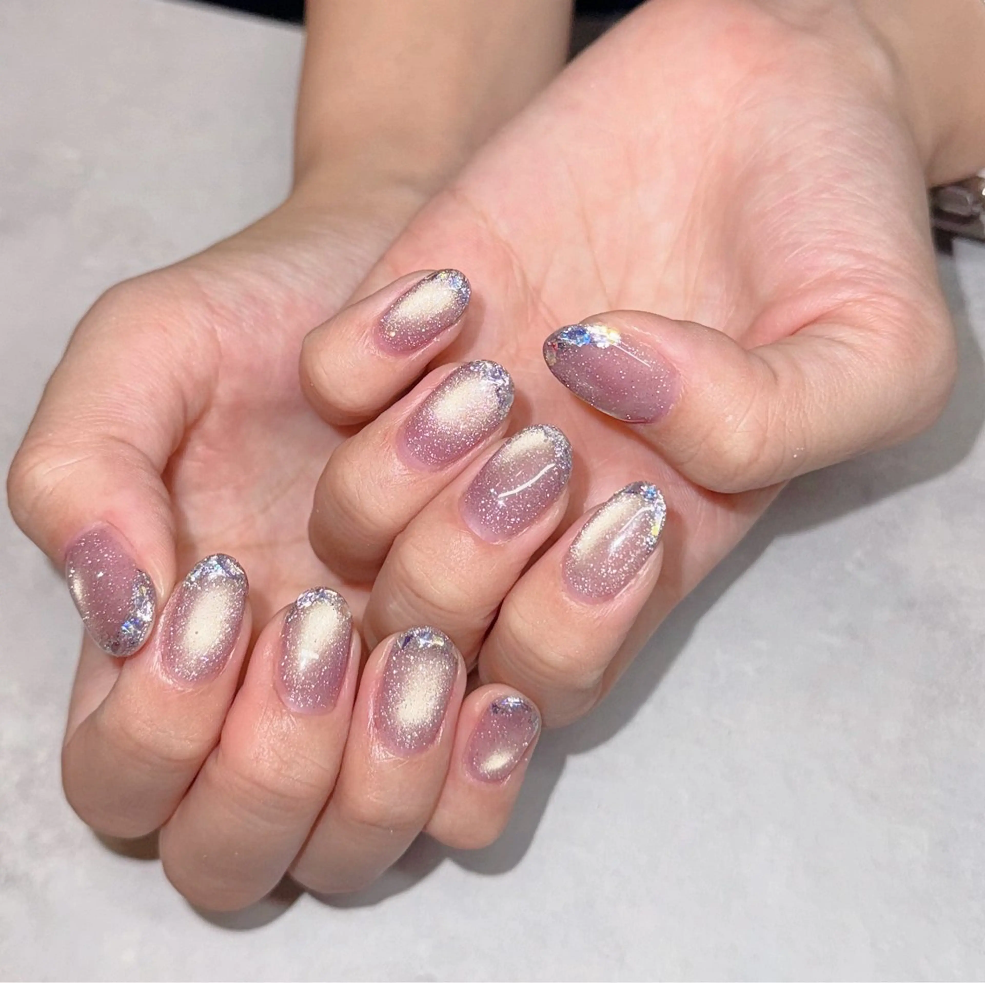 ネイル フラッシュネイル フラッシュマグ フレンチネイル ジェルネイル ガラスフレンチ ハンドネイル MIMnail メンズネイリストのネイルデザイン