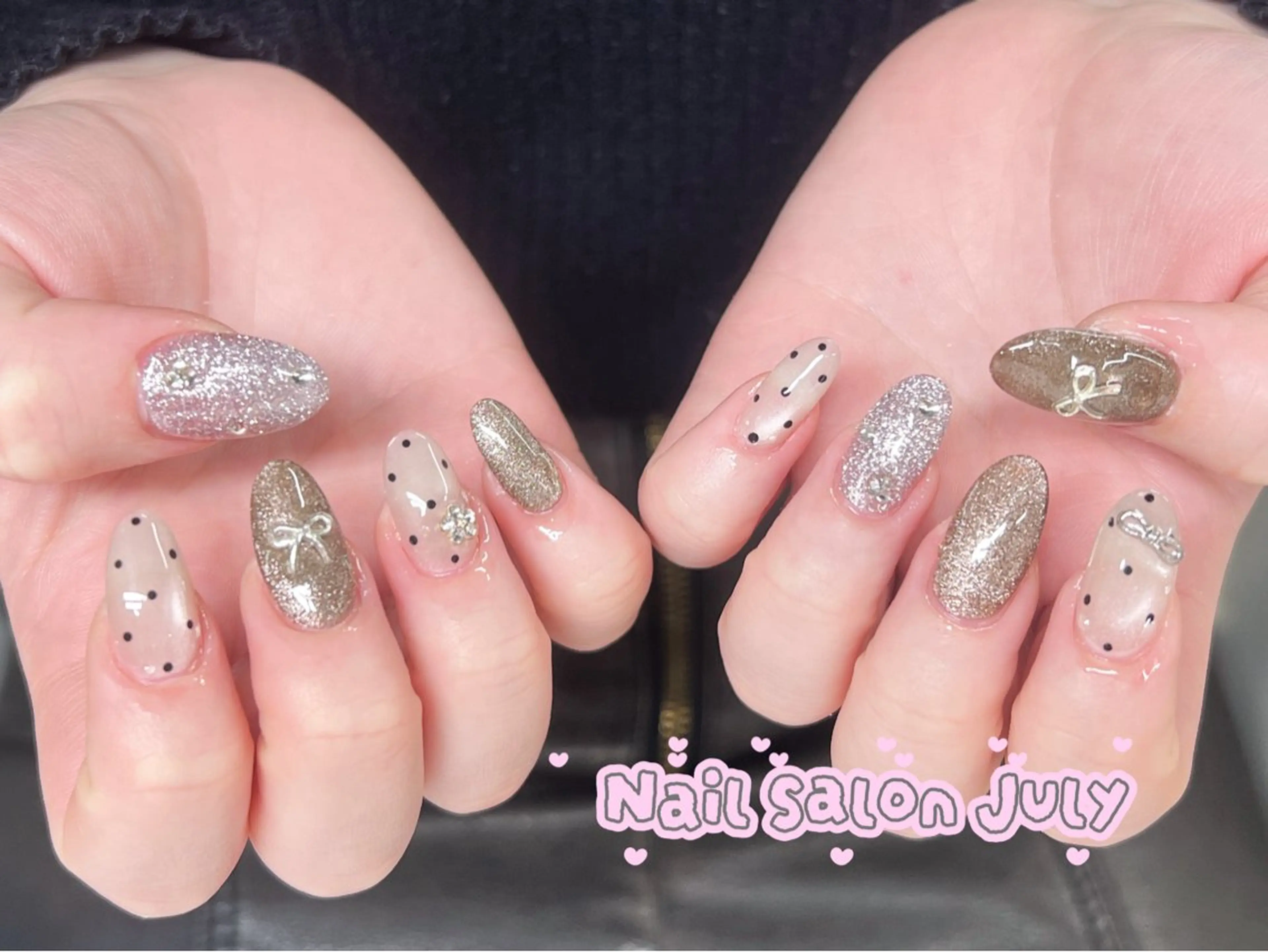 ネイル アートネイル オーロラネイル ジェルネイル ガーリー キラキラネイル ハンドネイル July モモのネイルデザイン