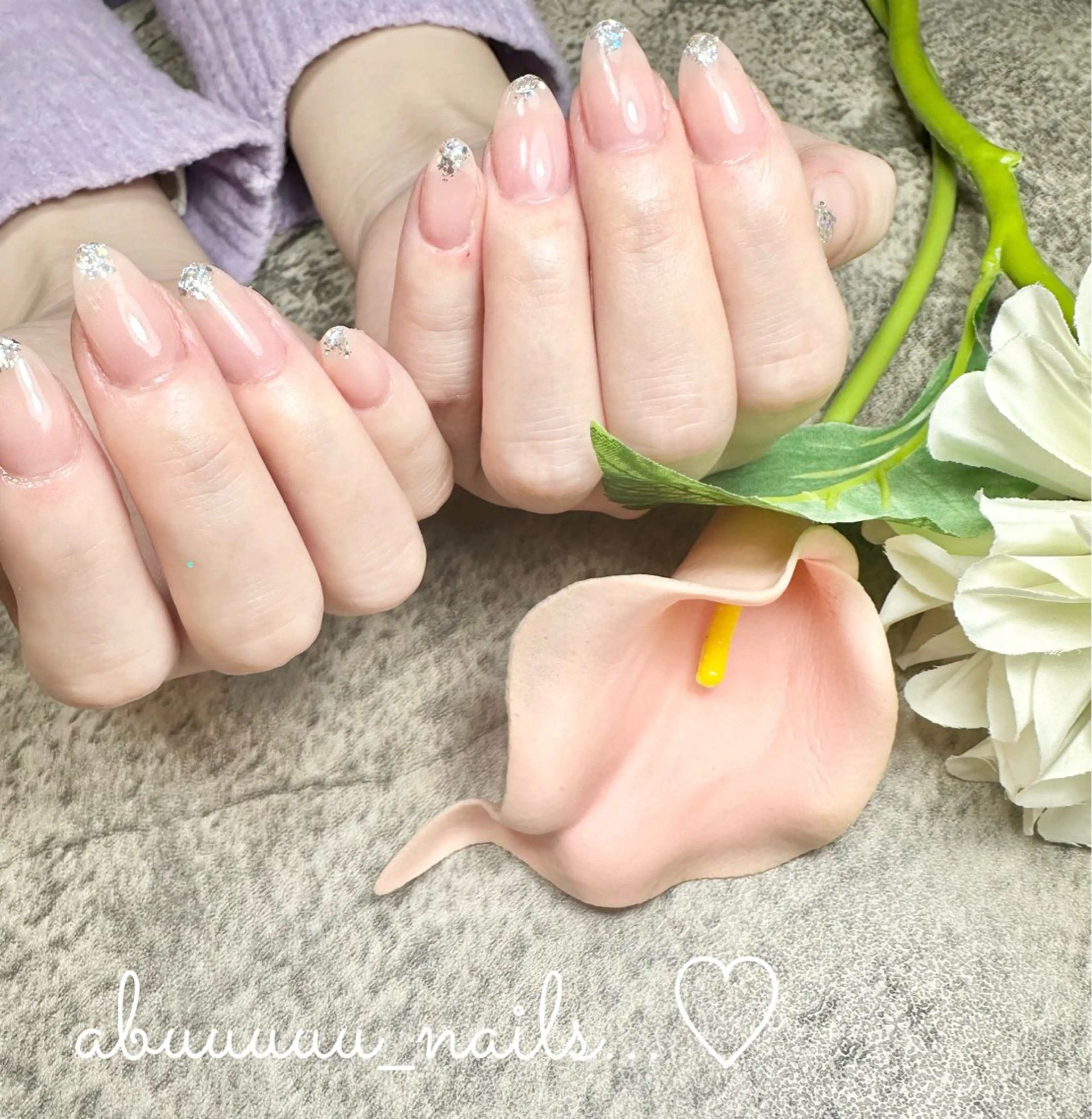 ネイル ラメ(グリッター) シンプルネイル abuuuuu nailsのネイルデザイン