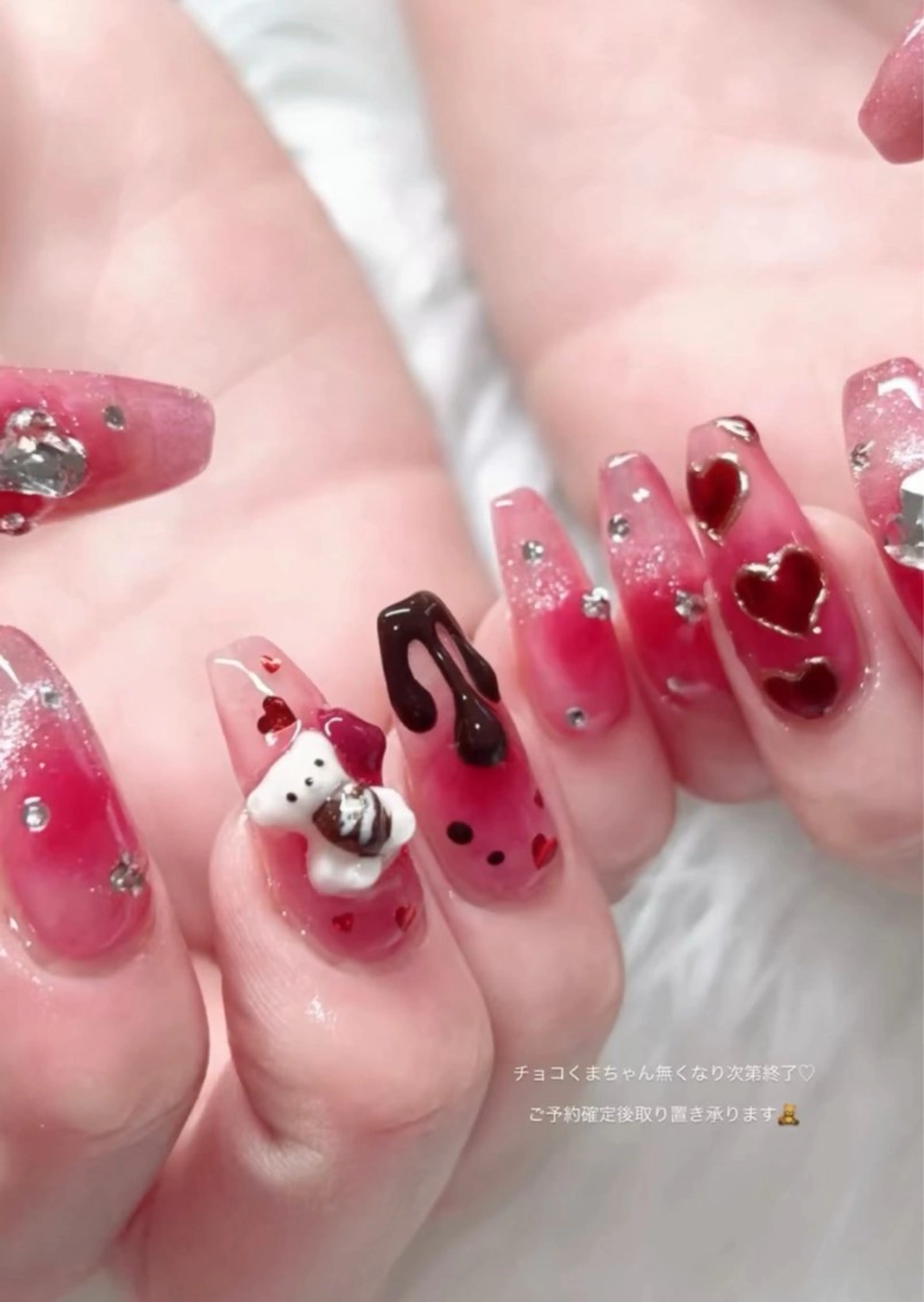 ネイル アートネイル 持ち込み バレンタイン ハンドネイル アイラブミーネイル MAMI指名のネイルデザイン