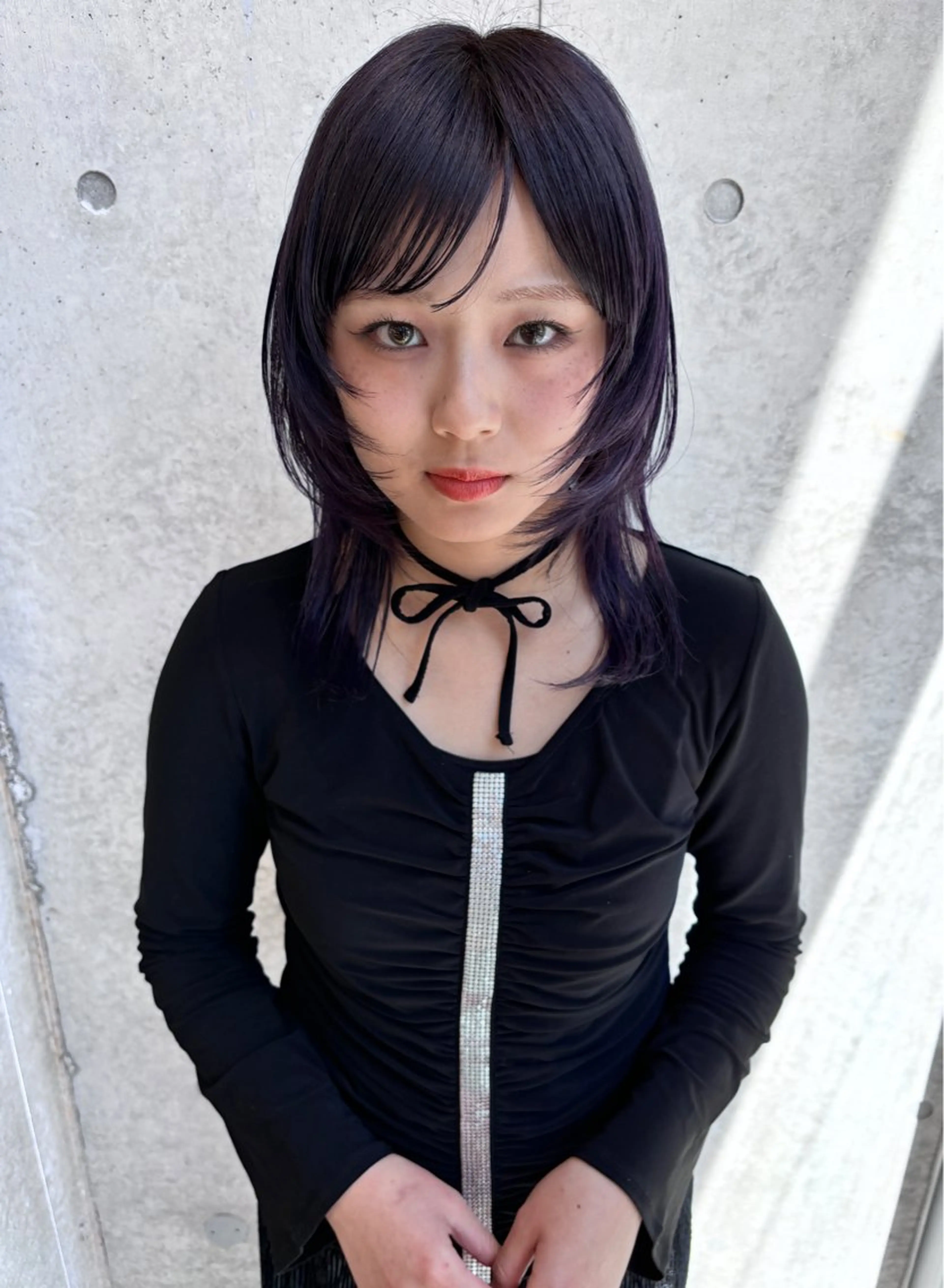 ミディアム カラー ブルーカラー ブルーラベンダー ラベンダーカラー レイヤーカット カット ヘアカラー トリートメント yuuna/ ハッシュカット🎀のヘアスタイル