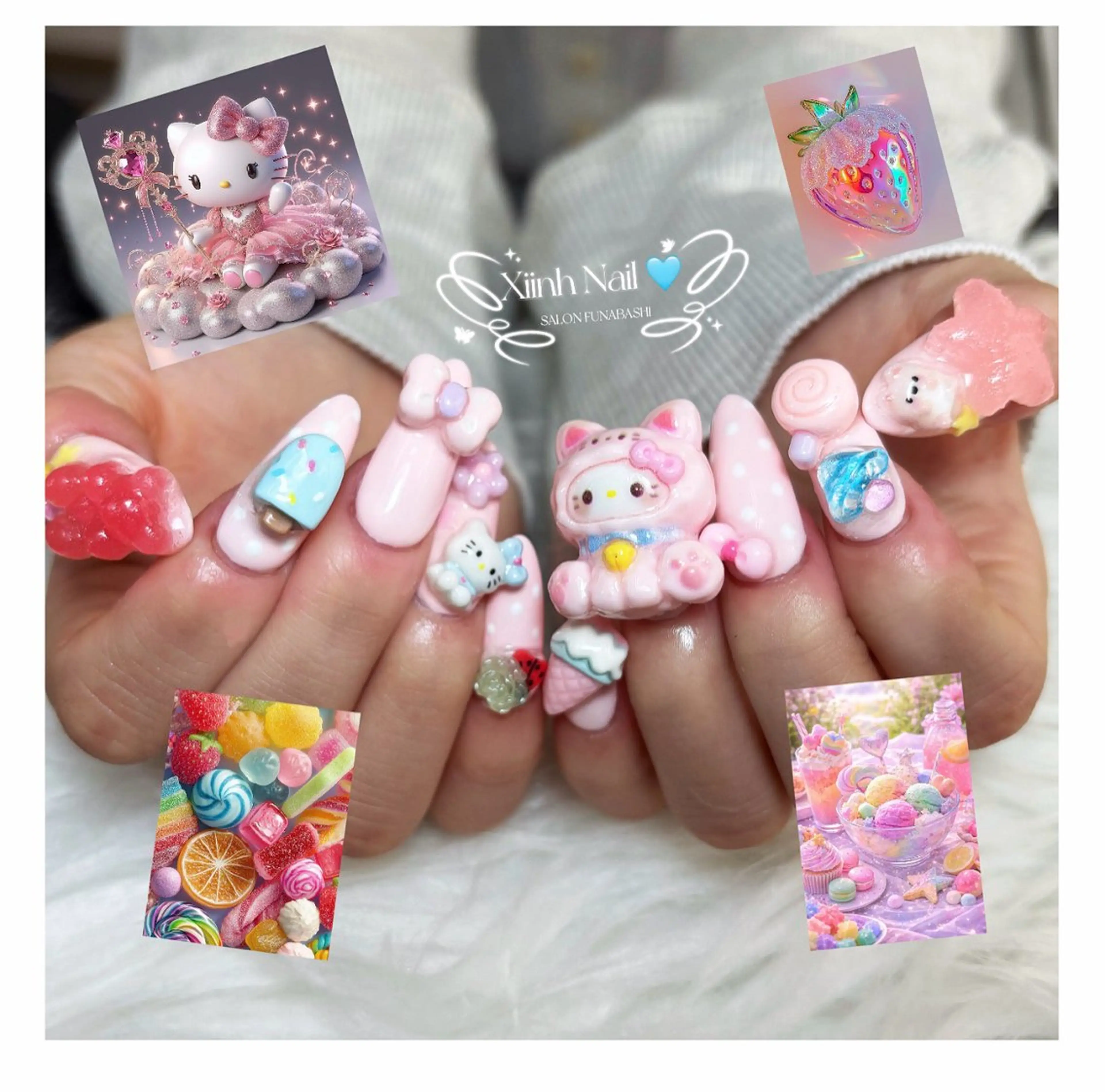 ネイル チークネイル 桜ネイル 長さ出し フットネイル ジェルネイル ハンドネイル XIINH NAIL SALONのネイルデザイン