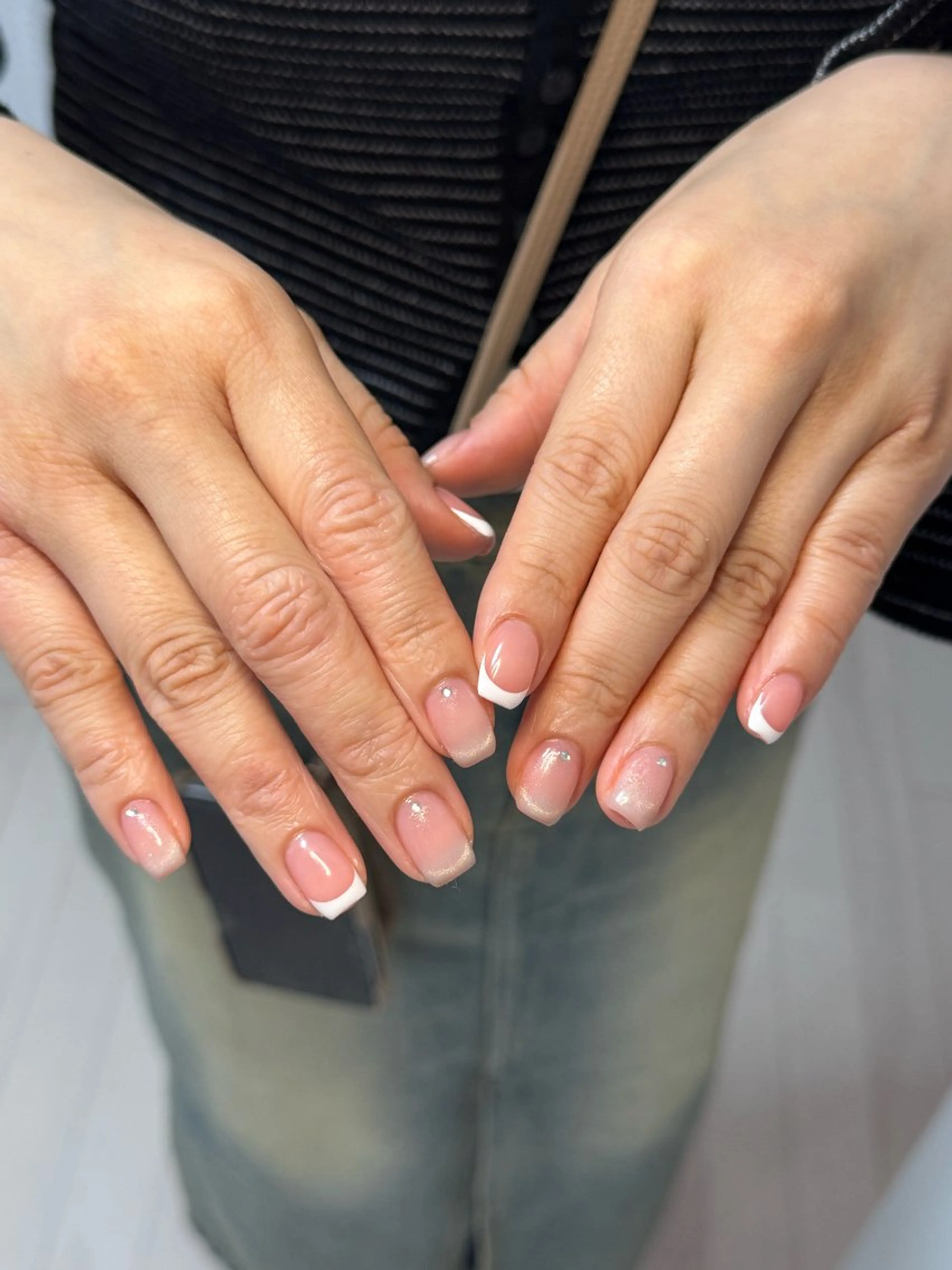 ネイル アートネイル オーロラネイル チークネイル フレンチネイル ガラスフレンチ ハンドネイル 🎀🎀YooLi Nail Salonのネイルデザイン