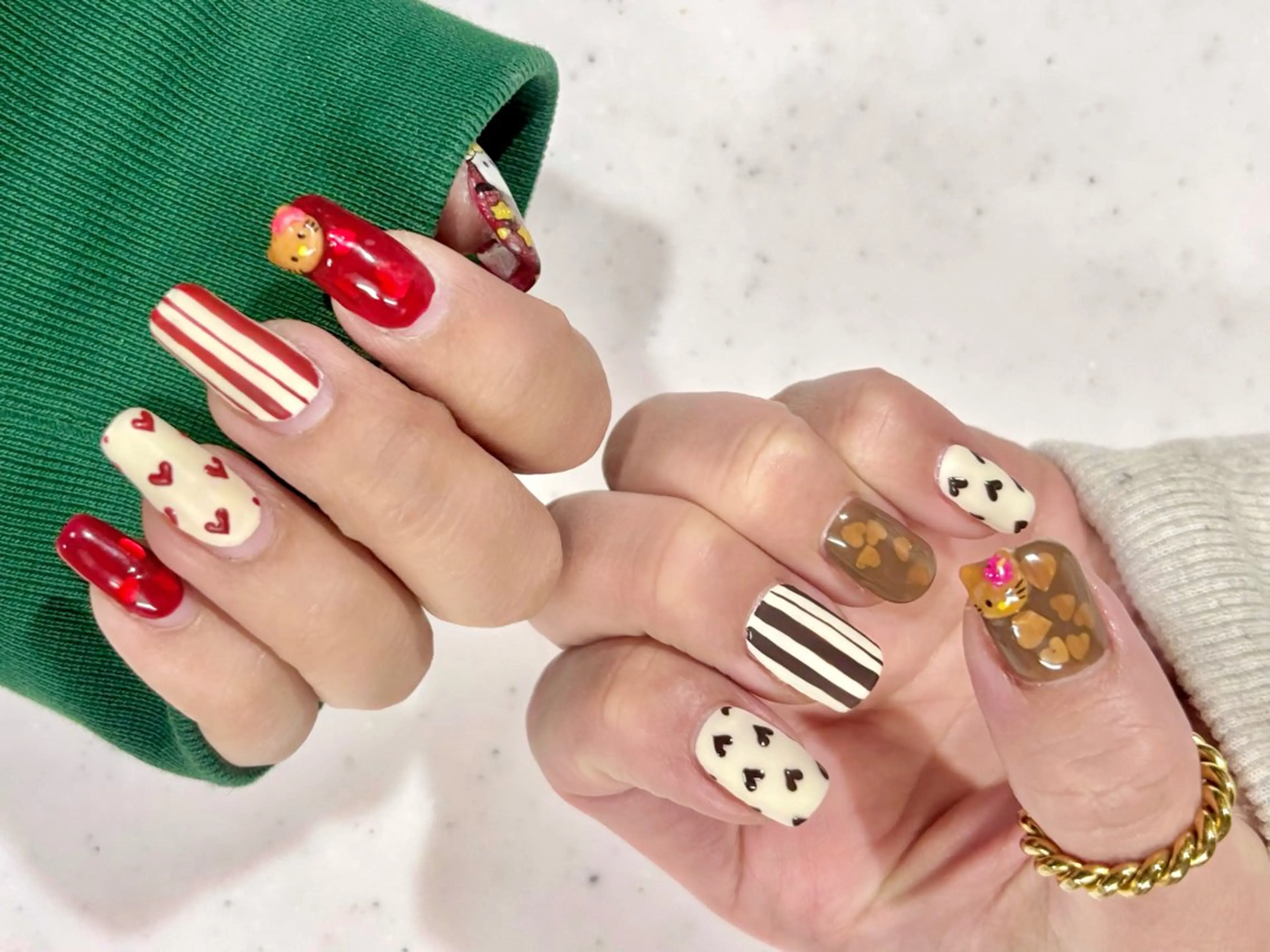 ネイル ドット ハート マットネイル ハンドネイル nail salon Reversiのネイルデザイン