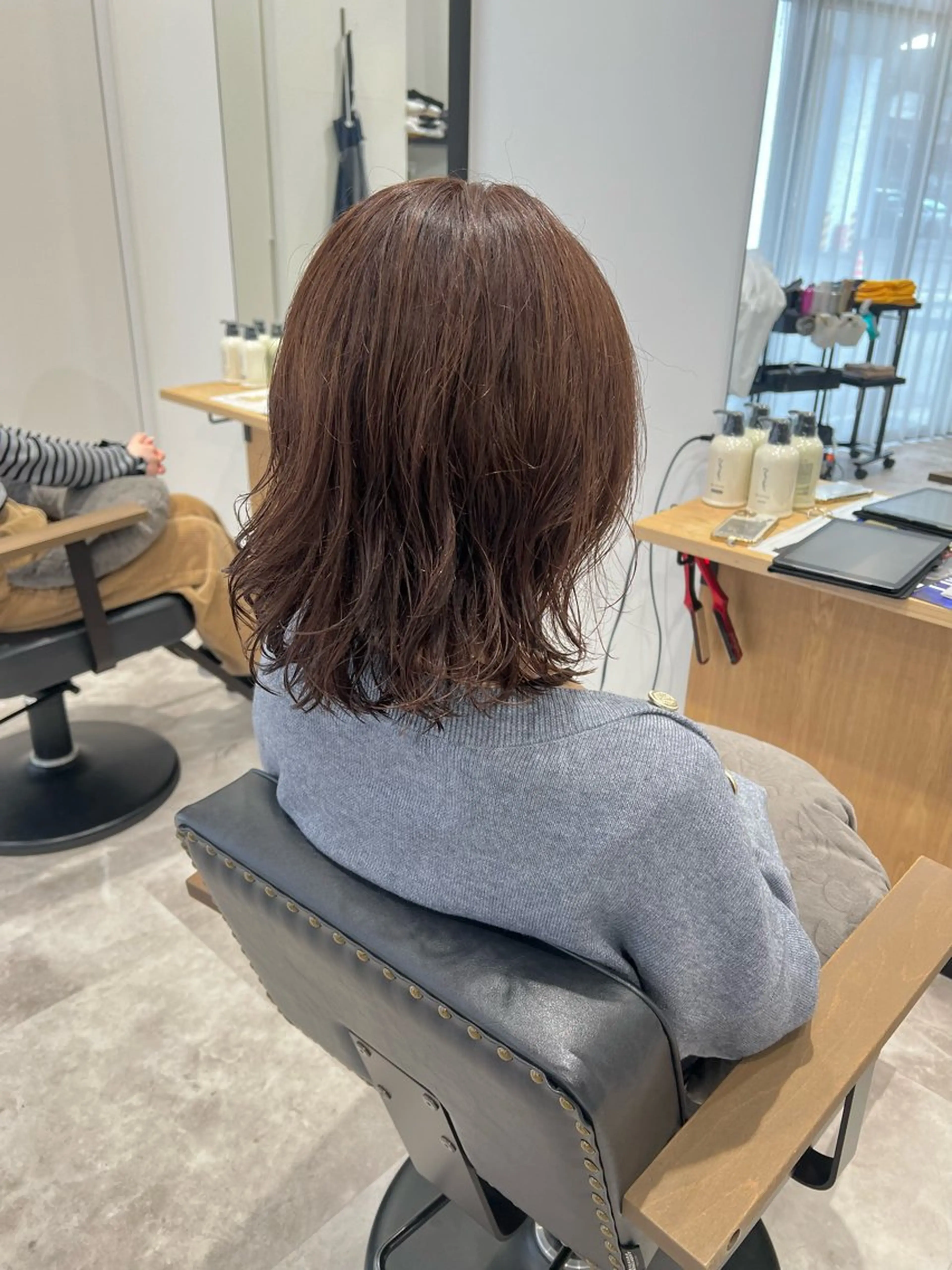 ミディアム カラー パーマ カット パーマ 黒阪 なみのヘアスタイル