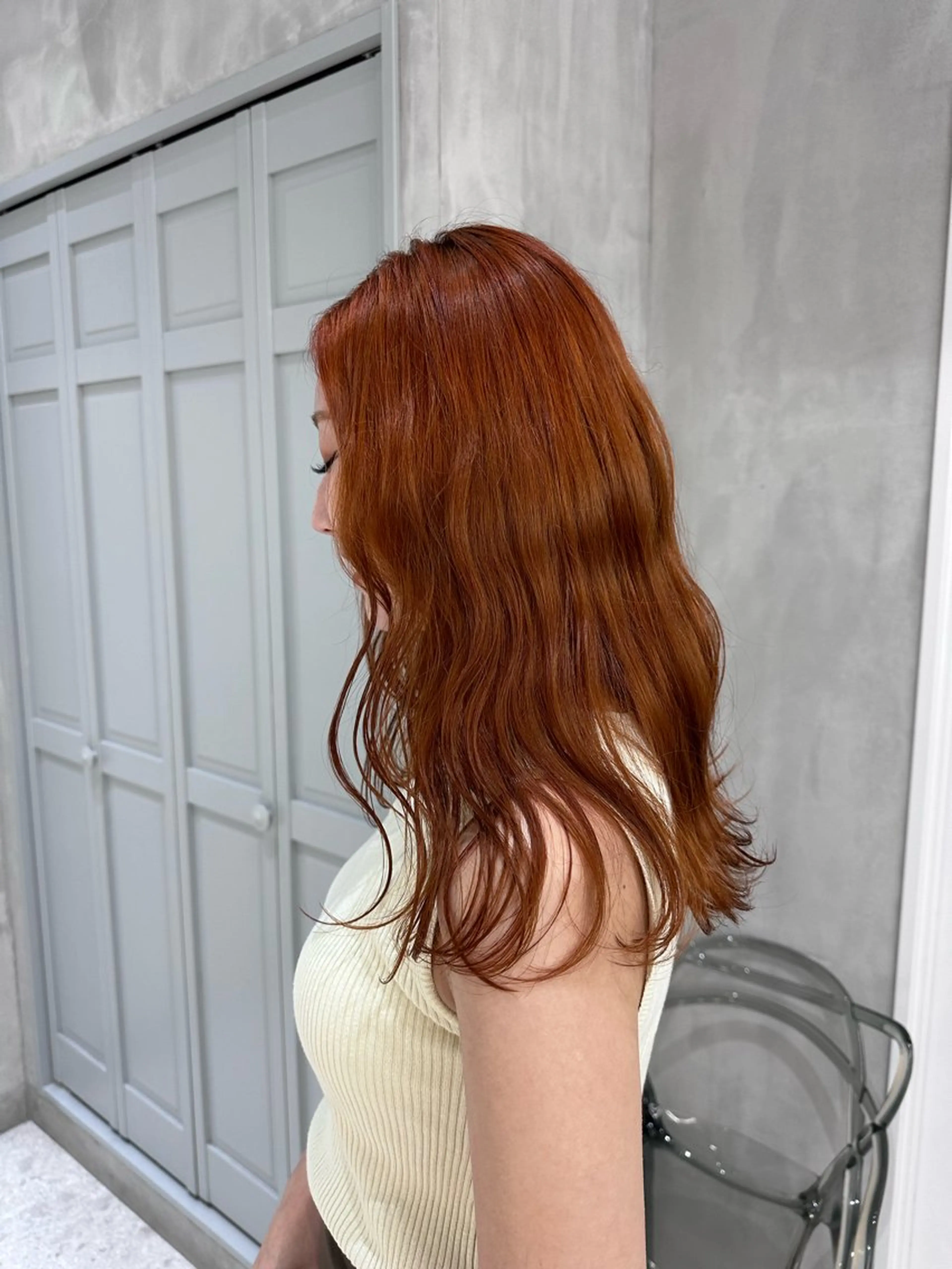 ロング カラー ブリーチ ブラウンカラー オレンジ オレンジブラウン ヘアセット Minami🩵 新宿のヘアスタイル