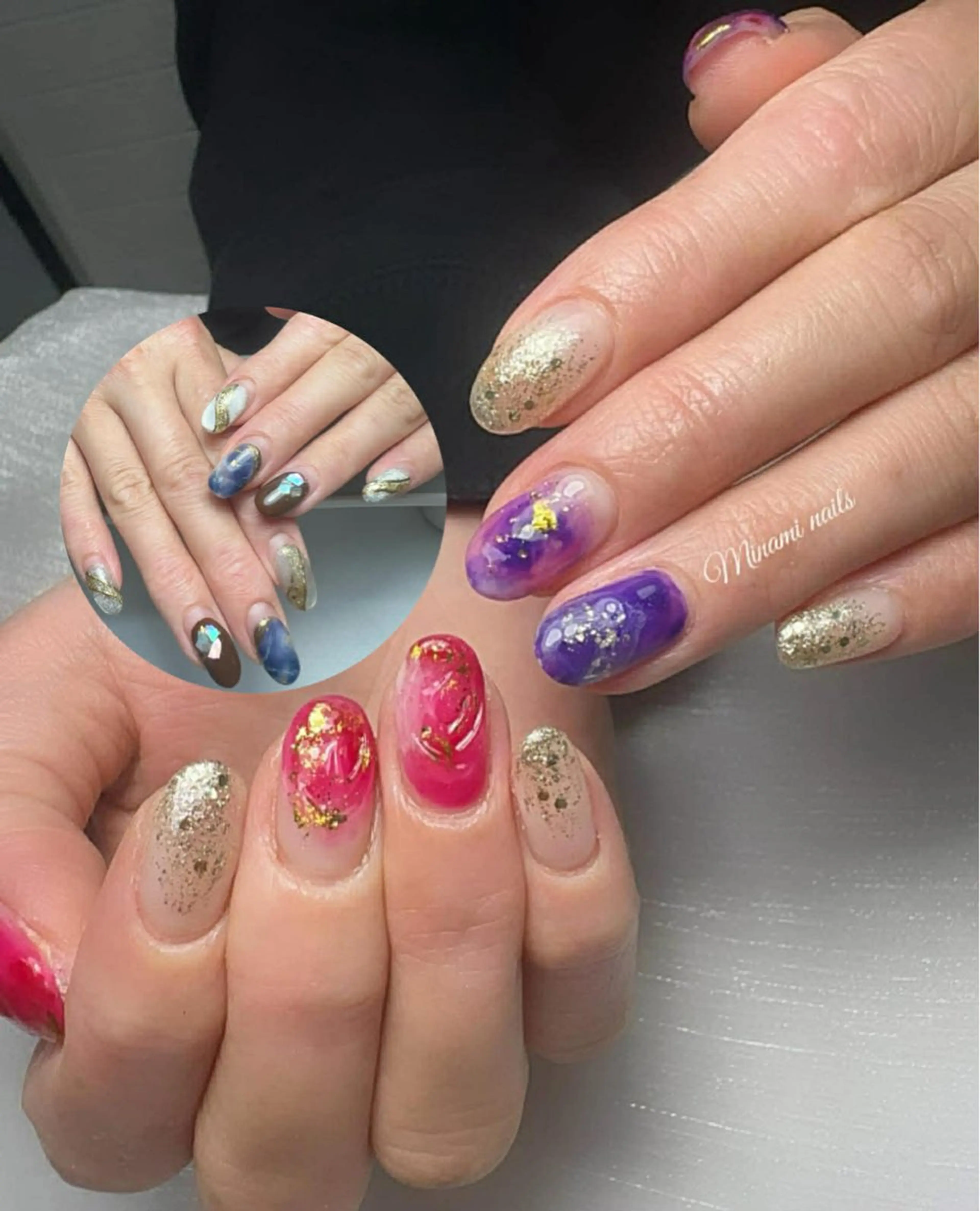 ネイル アートネイル オーロラネイル ガーリー キラキラネイル 韓国ネイル ハンドネイル Minami Nailsのネイルデザイン