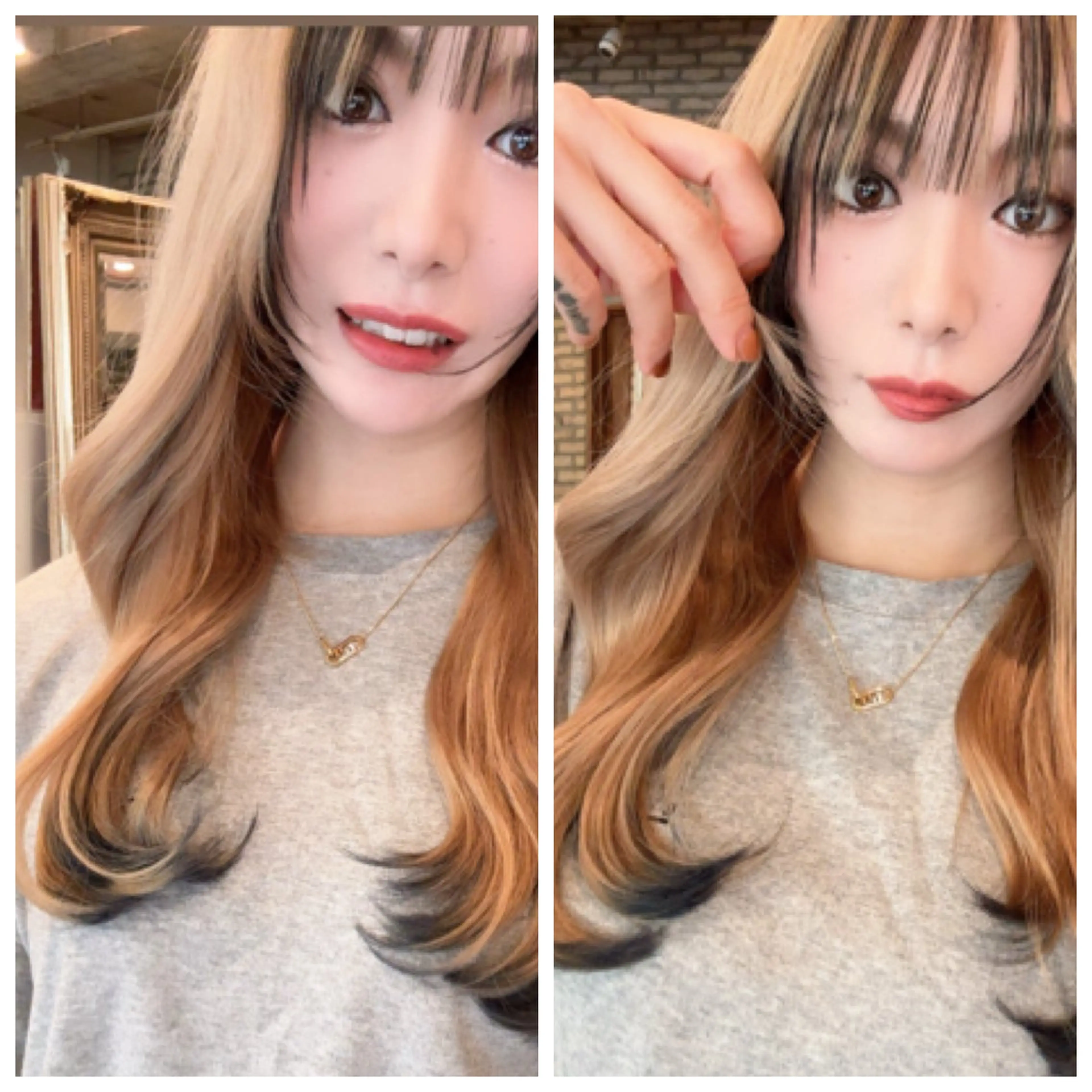 ロング カラー ベージュカラー ブリーチ カット ヘアカラー ハイライト/インナー /ブリーチ/レイヤーのヘアスタイル