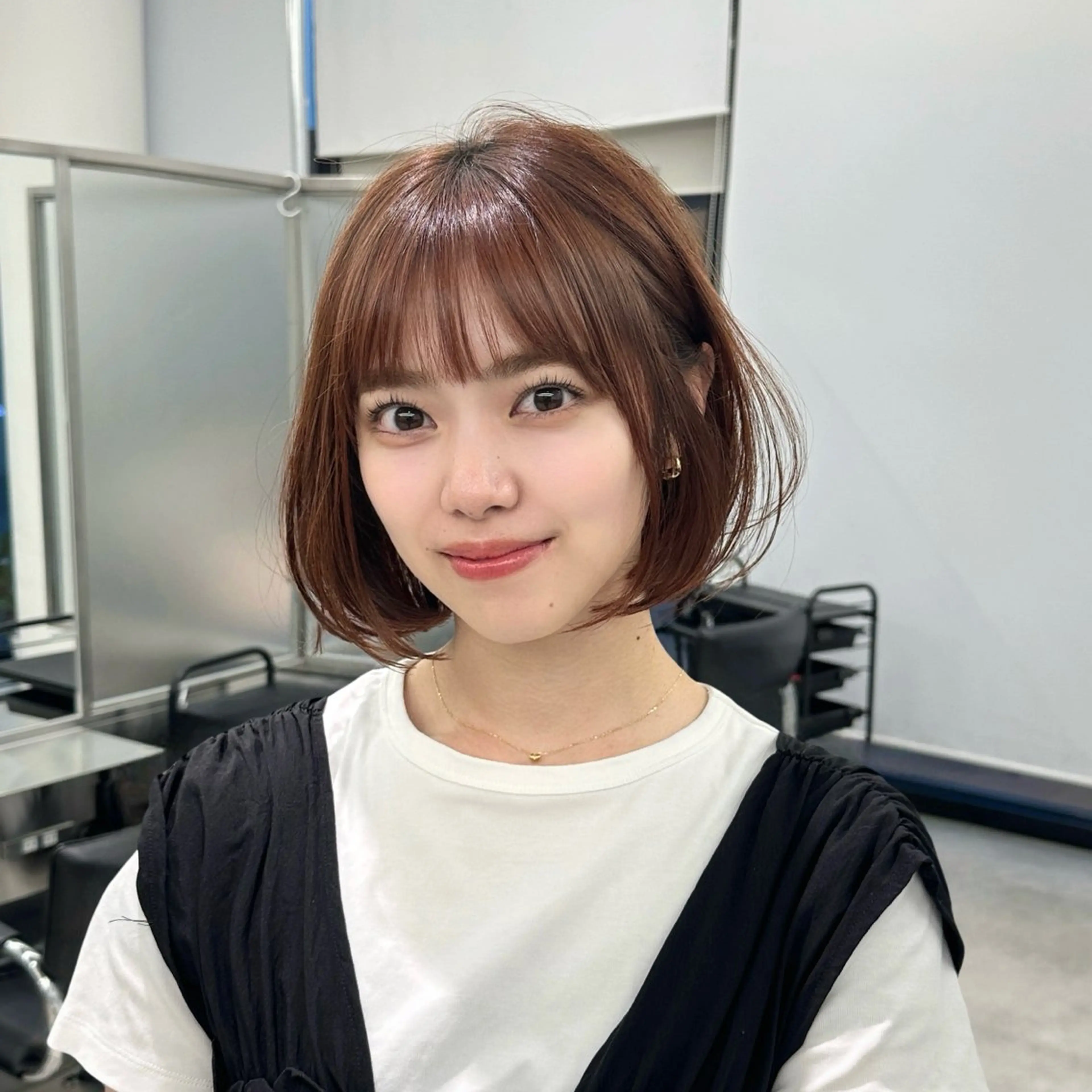 ミディアム ツヤ髪レイヤー/ 顔まわり/kokiのヘアスタイル