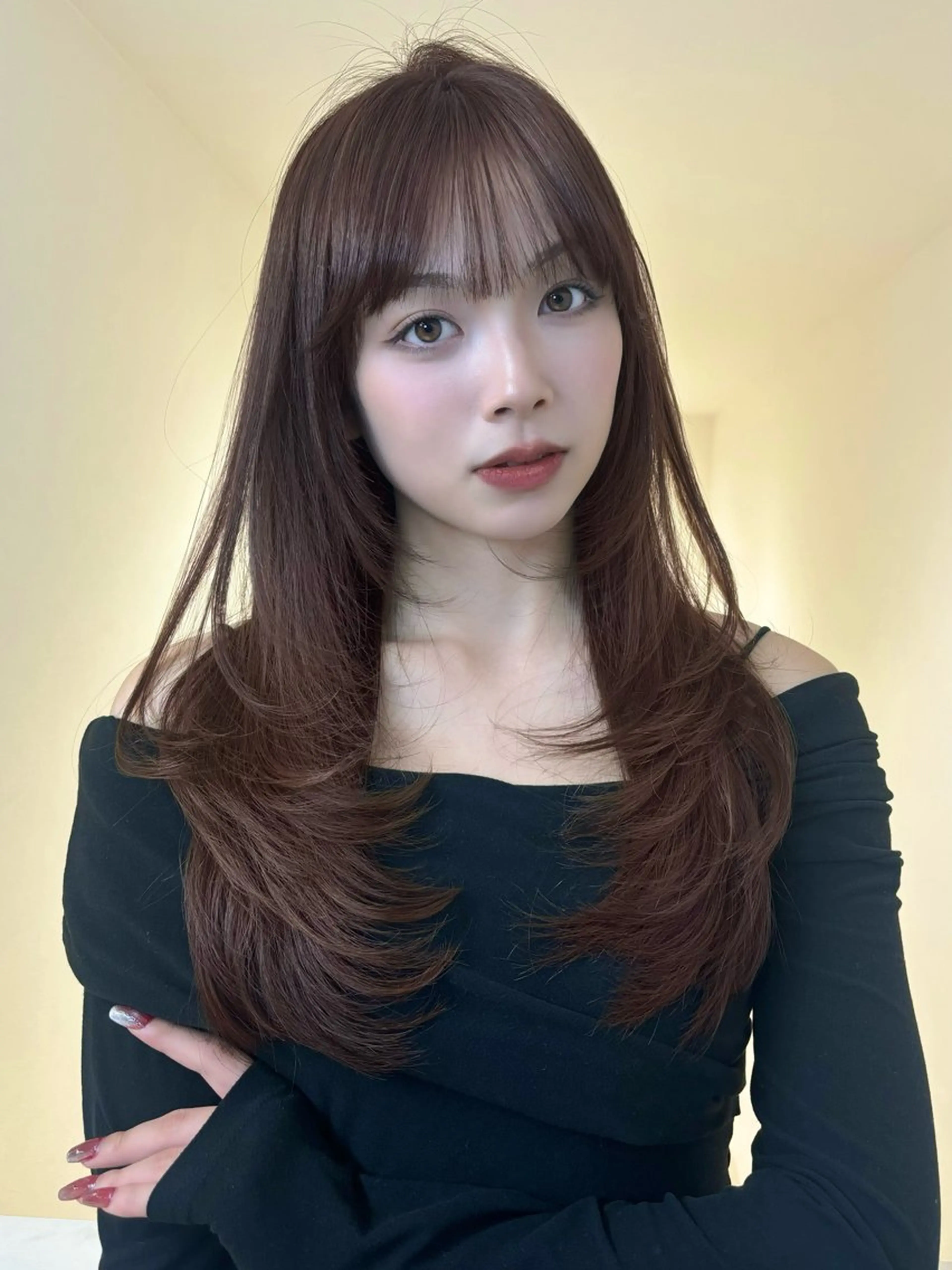 ロング カラー ヘアアレンジ レイヤーカット momo /レイヤー/暖色のヘアスタイル