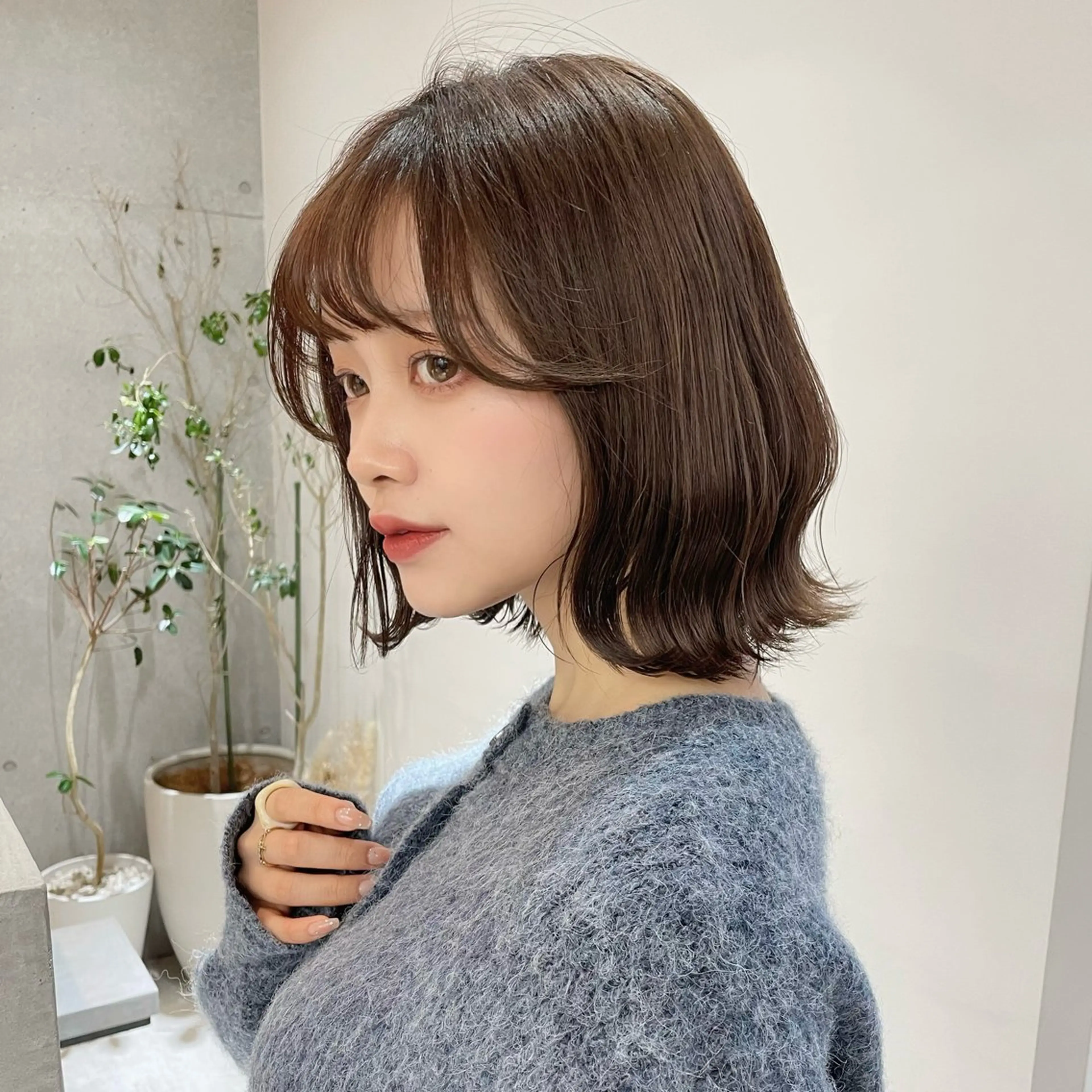 ミディアム カラー ボブ/縮毛矯正 茉青🤍新宿代々木のヘアスタイル