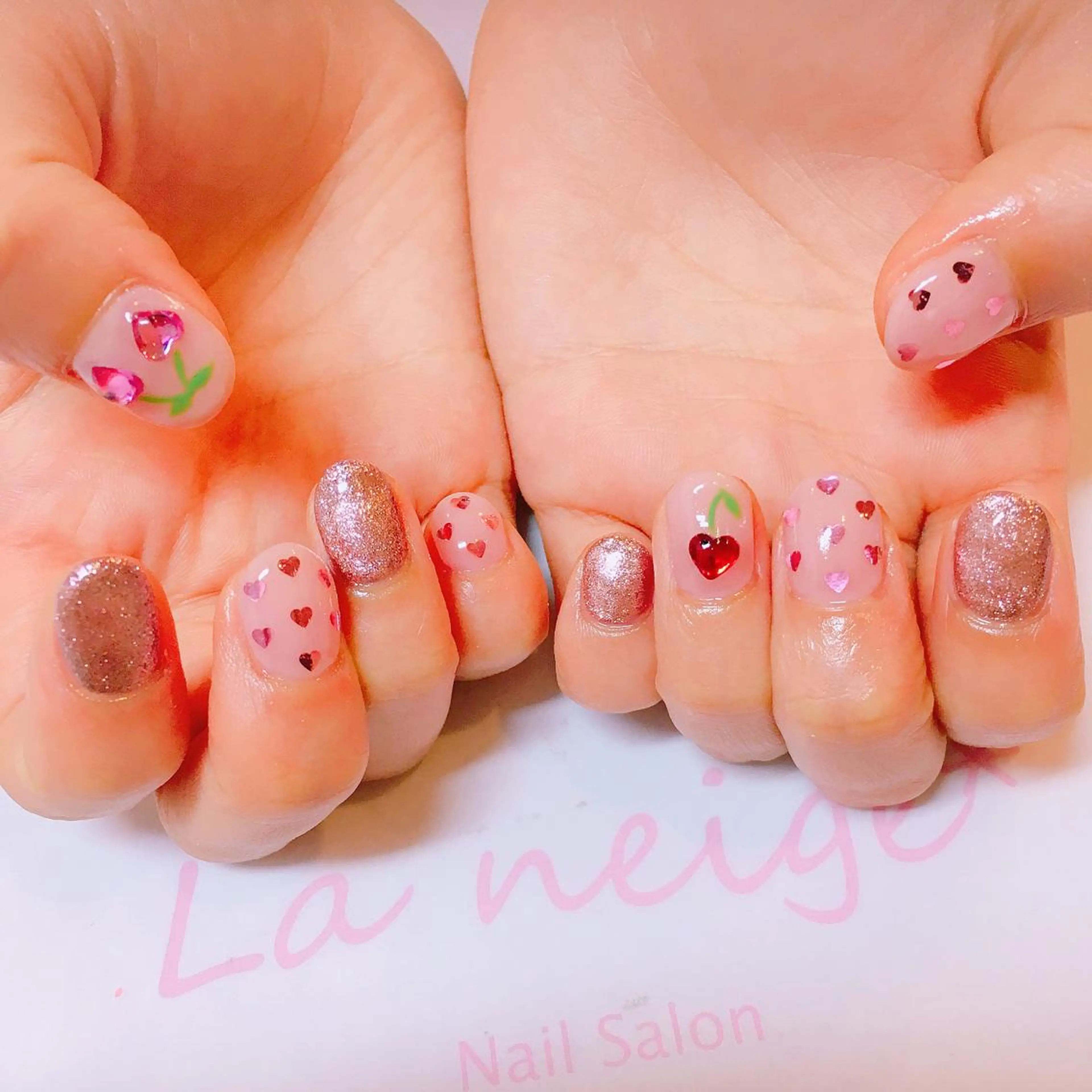 ネイル ハート La neige* yuki 🐩🌙のネイルデザイン