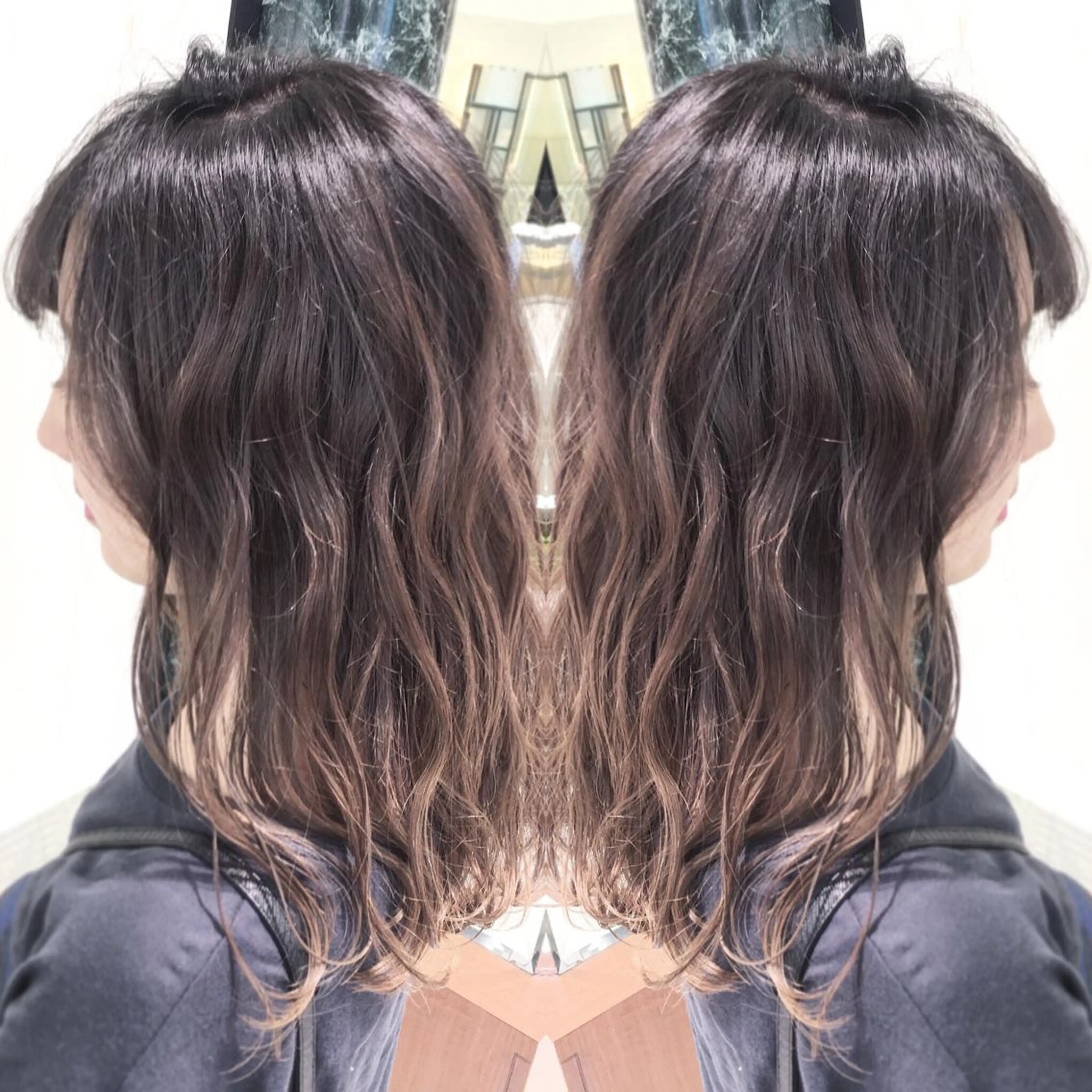 ロング カラー バレイヤージュ グレージュ レイヤーカット カット ヘアカラー N° jillva ♦️川端裕司♦️のヘアスタイル