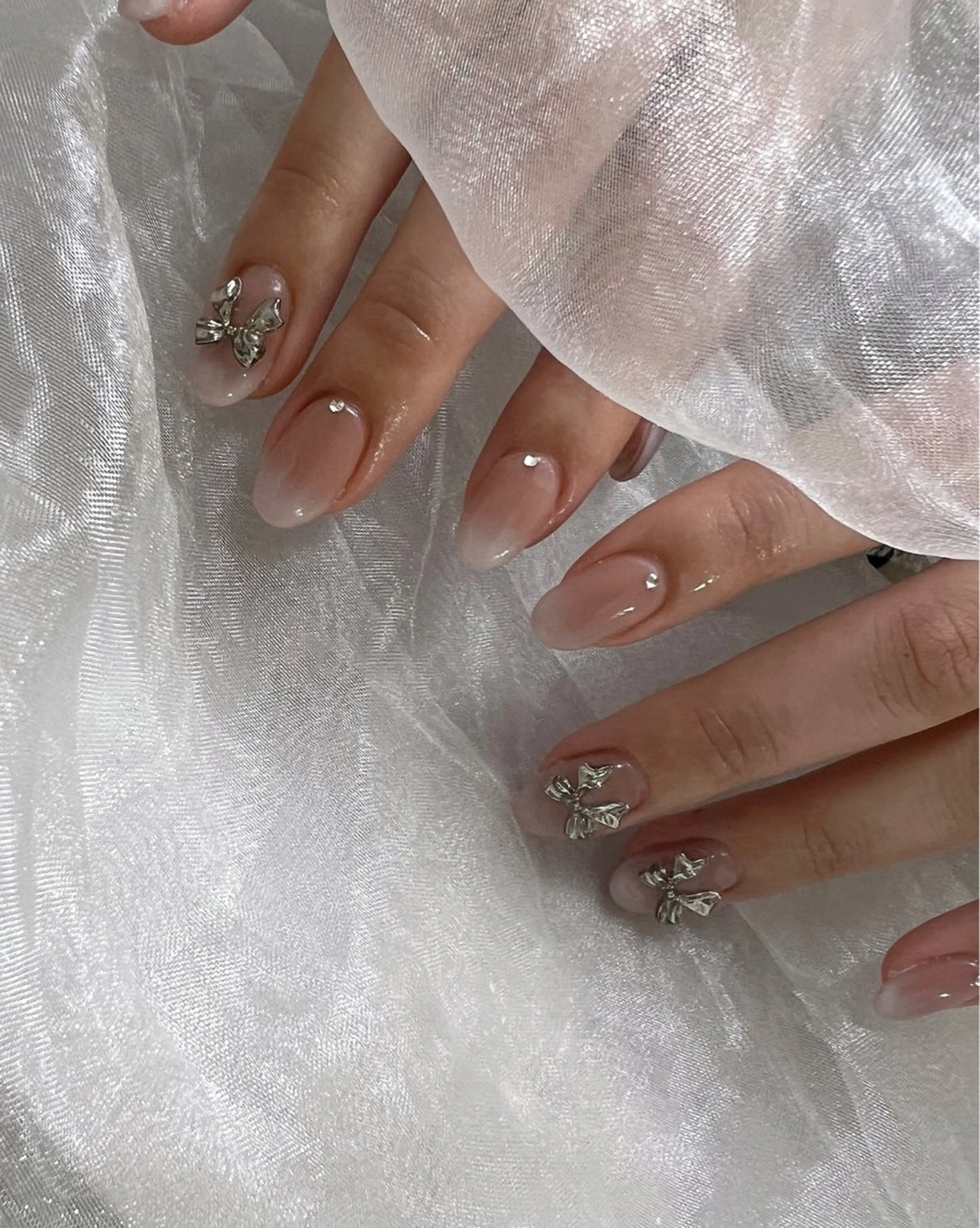 ネイル フットネイル ジェルネイル 韓国ネイル リボン ワンホンネイル ハンドネイル nail salon Lauleaのネイルデザイン