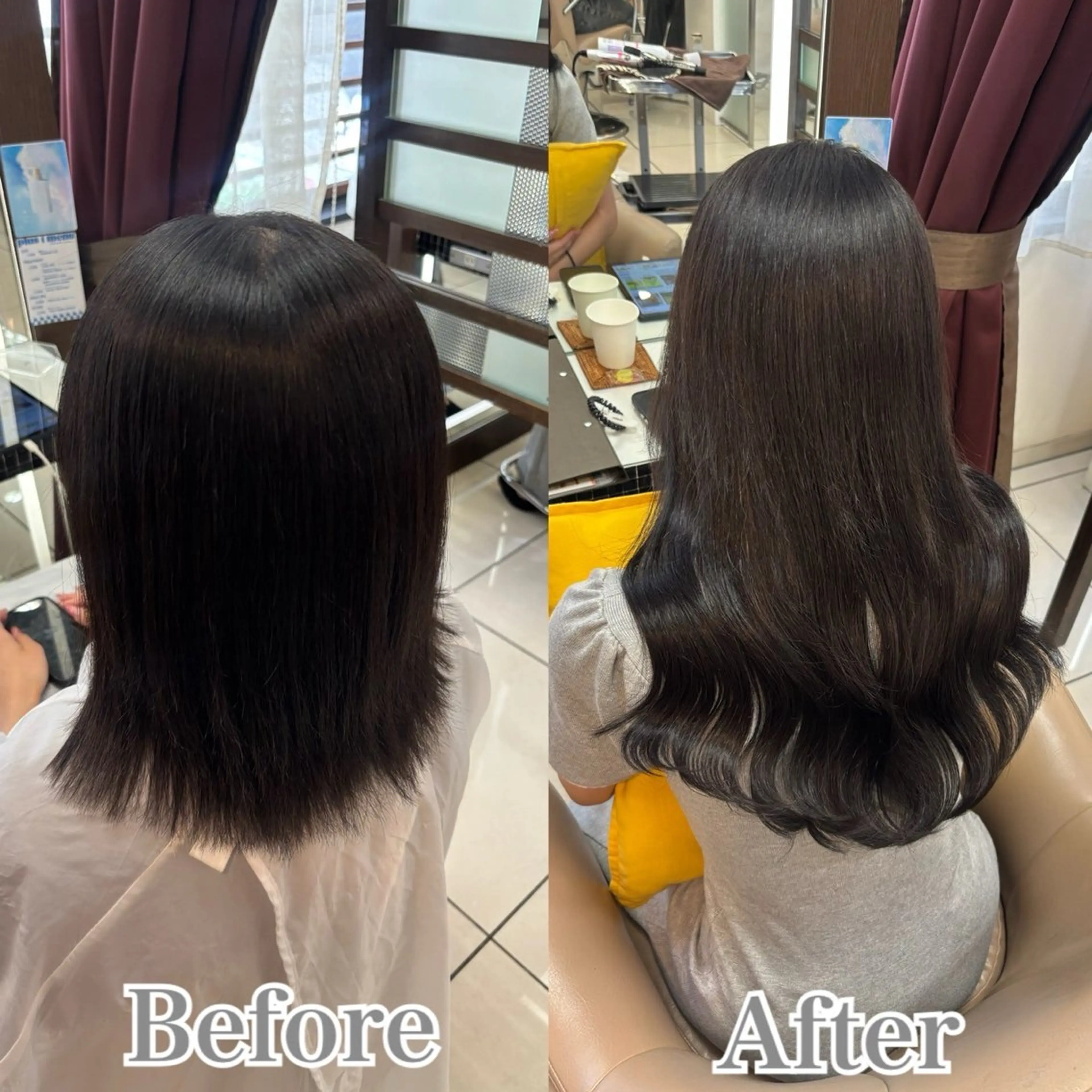 セミロング カラー 羽エクステ/シール エクステ/横浜駅5分のヘアスタイル