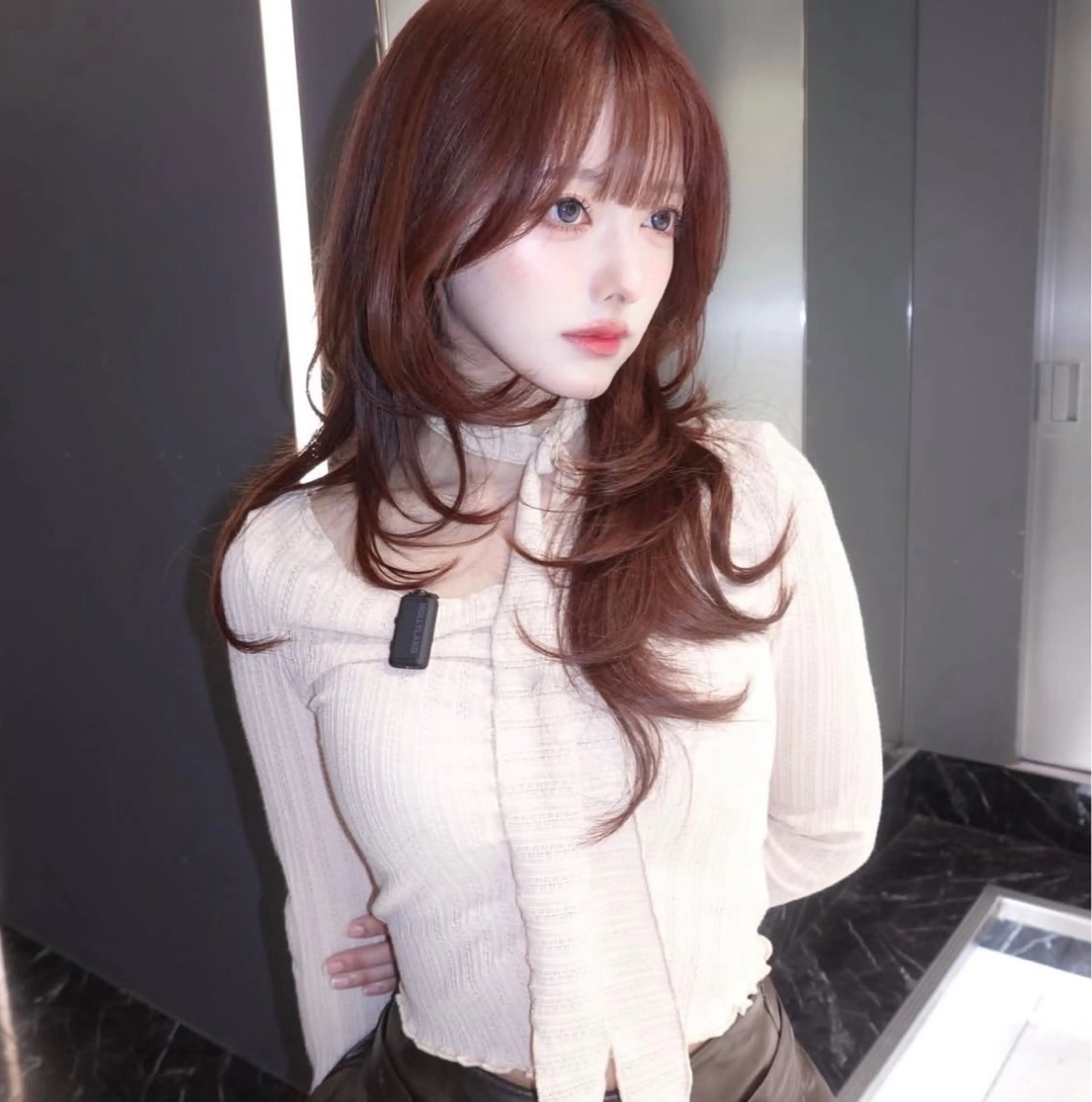 ロング カラー くびれヘア 顔周りカット ハイレイヤー 韓国風ヘア レイヤーカット カット ヘアカラー トリートメント Nao/ 大宮/レイヤーカットのヘアスタイル