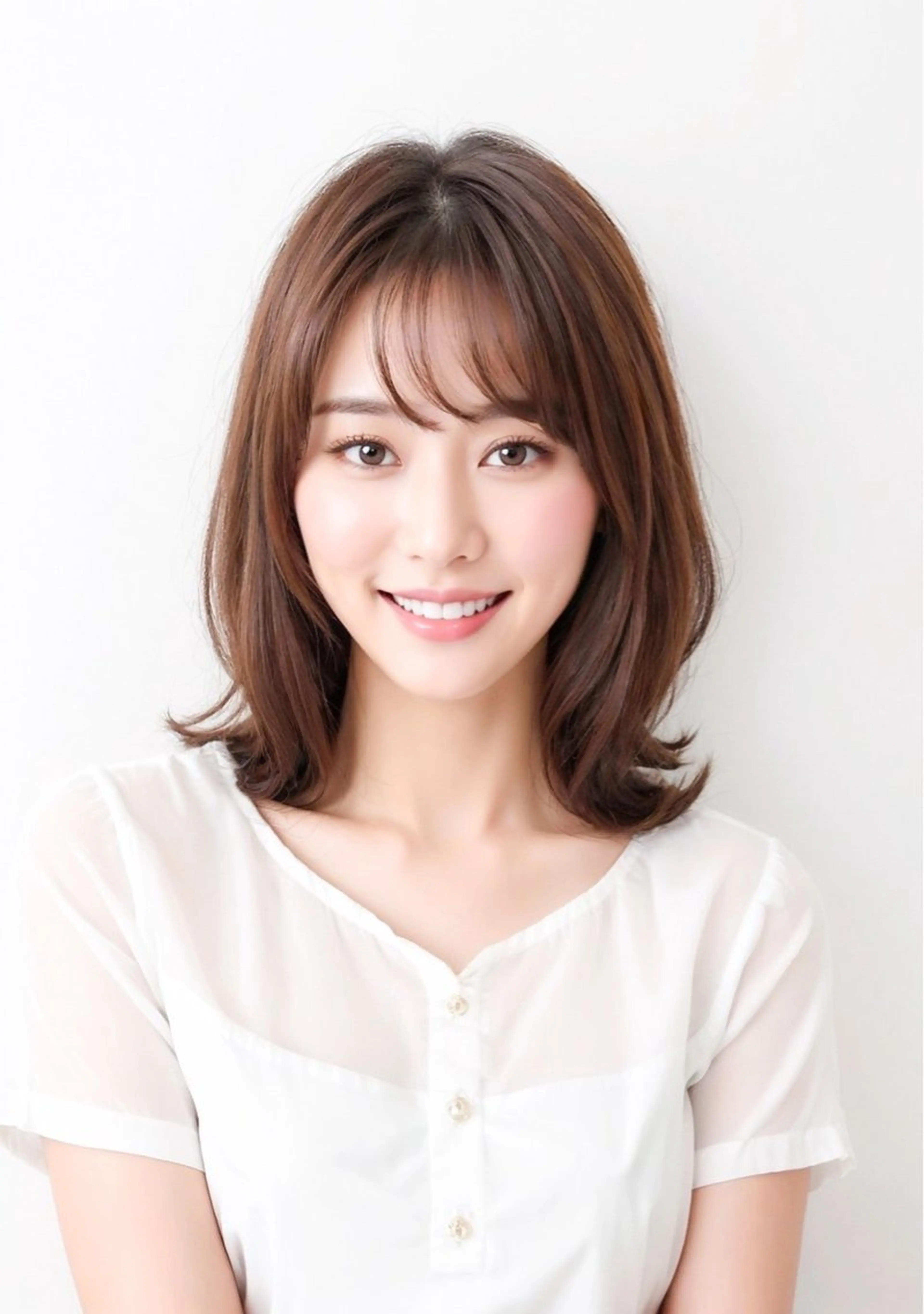 ミディアム カラー ボブ 韓国風ヘア 外ハネヘア AnFye cinq milleのヘアスタイル