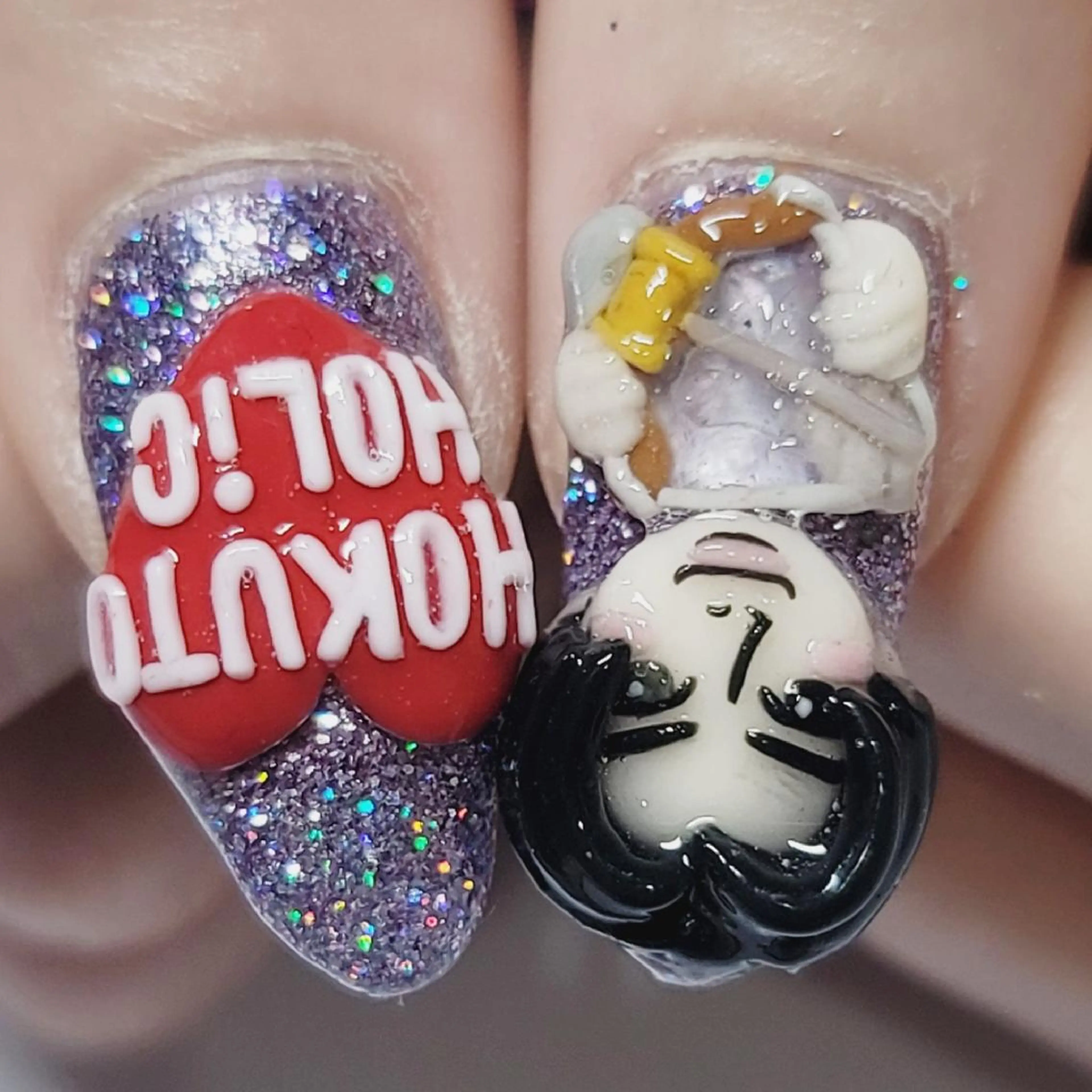 ネイル アートネイル オーロラネイル ラメ(グリッター) ワンカラーネイル パープル ハンドネイル よしだ ひろきのネイルデザイン