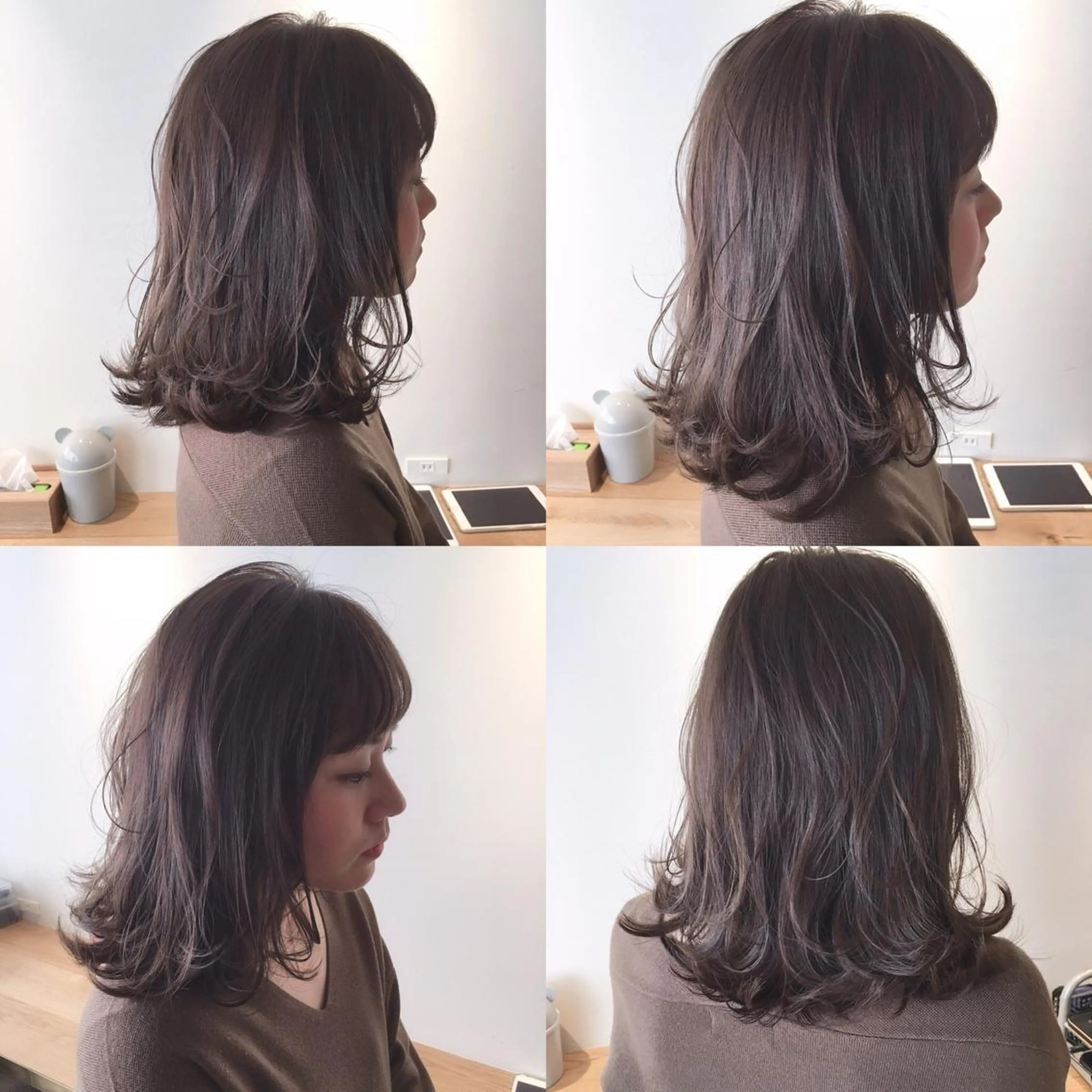 ミディアム ショートボブ ボブ ハイライト 外ハネヘア メンズツイスパ ショートフクヤマシンのヘアスタイル