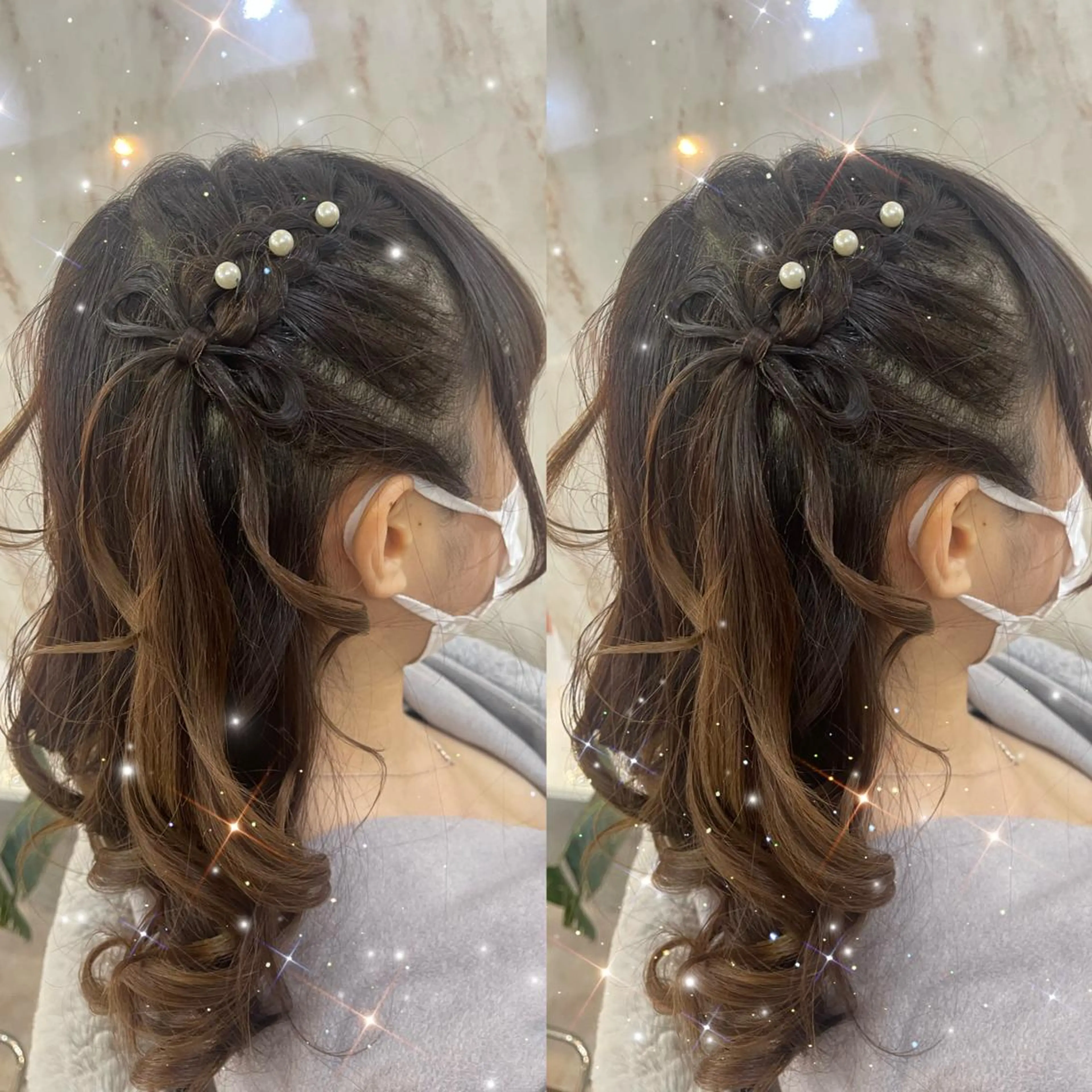 ヘアアレンジ 結婚式・ブライダル シールエクステ エクステ ウルフカット ヘアセット 🦋ami/浦和 ブリーチ／韓国🦋のヘアスタイル