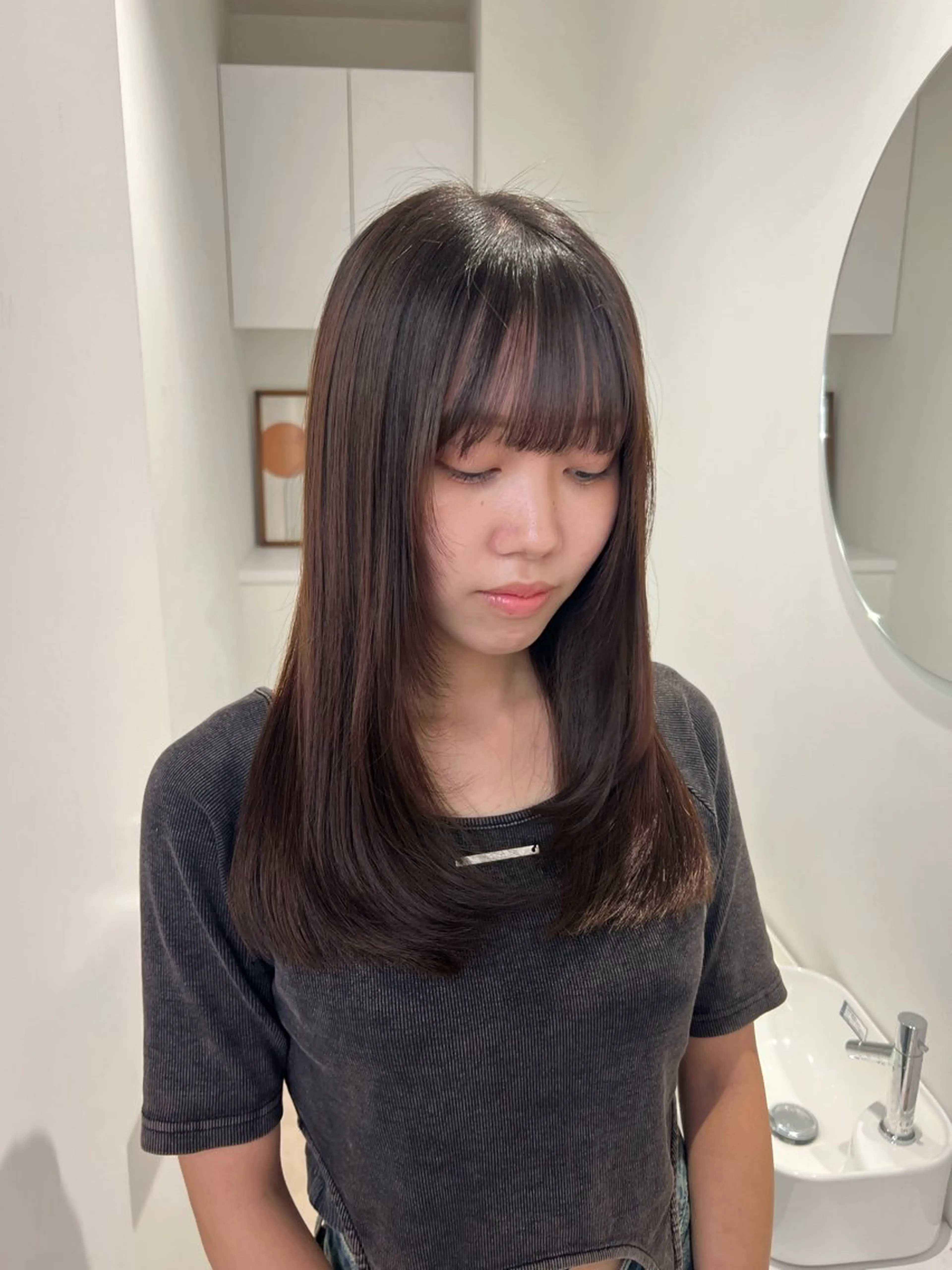 セミロング カット アレンジ/ブラウン カラー HARU🕯のヘアスタイル