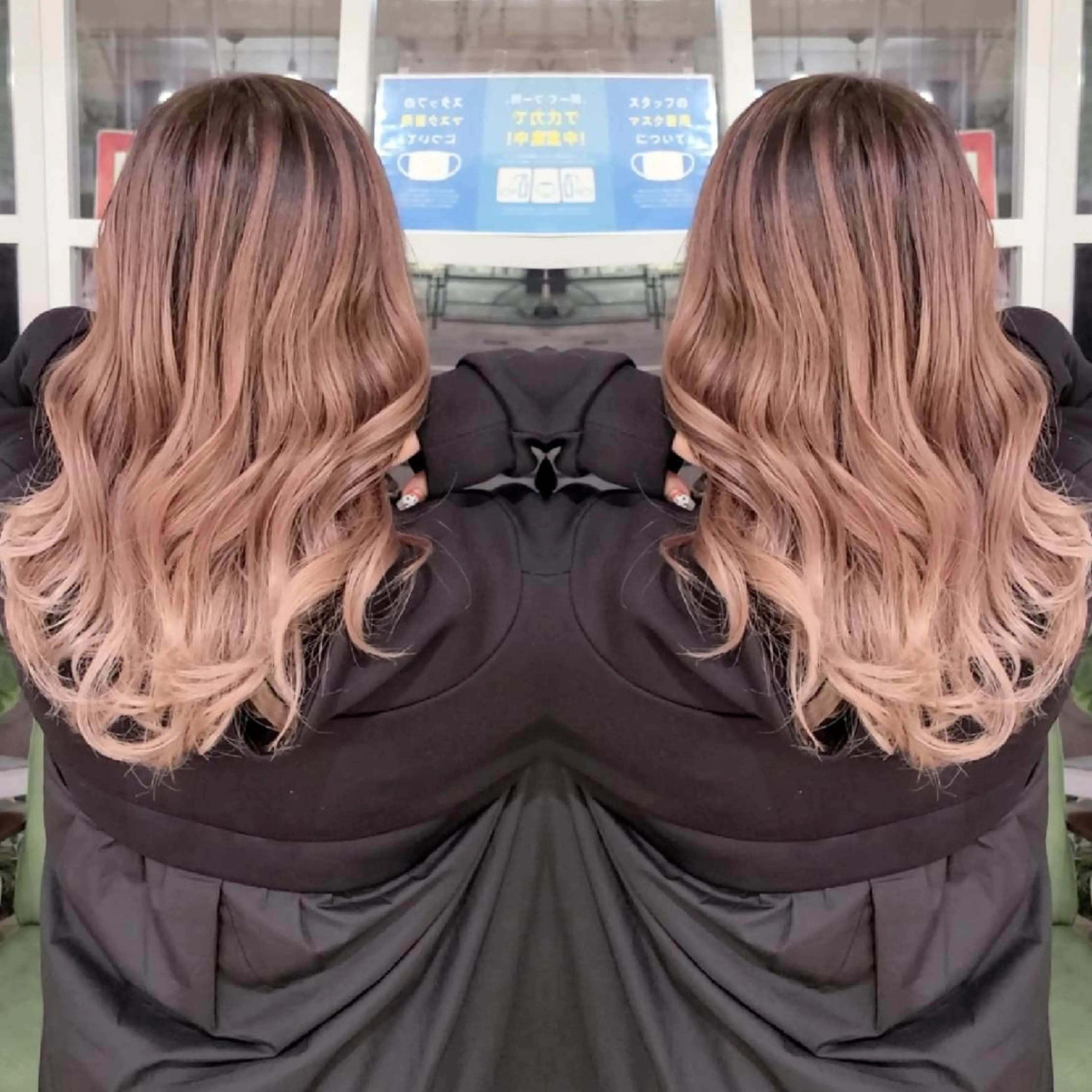 セミロング カラー アッシュ アッシュグレー バレイヤージュ ベージュカラー ブリーチ cherie所属・バレイヤージュ/ ハイライト/大内格のヘアスタイル