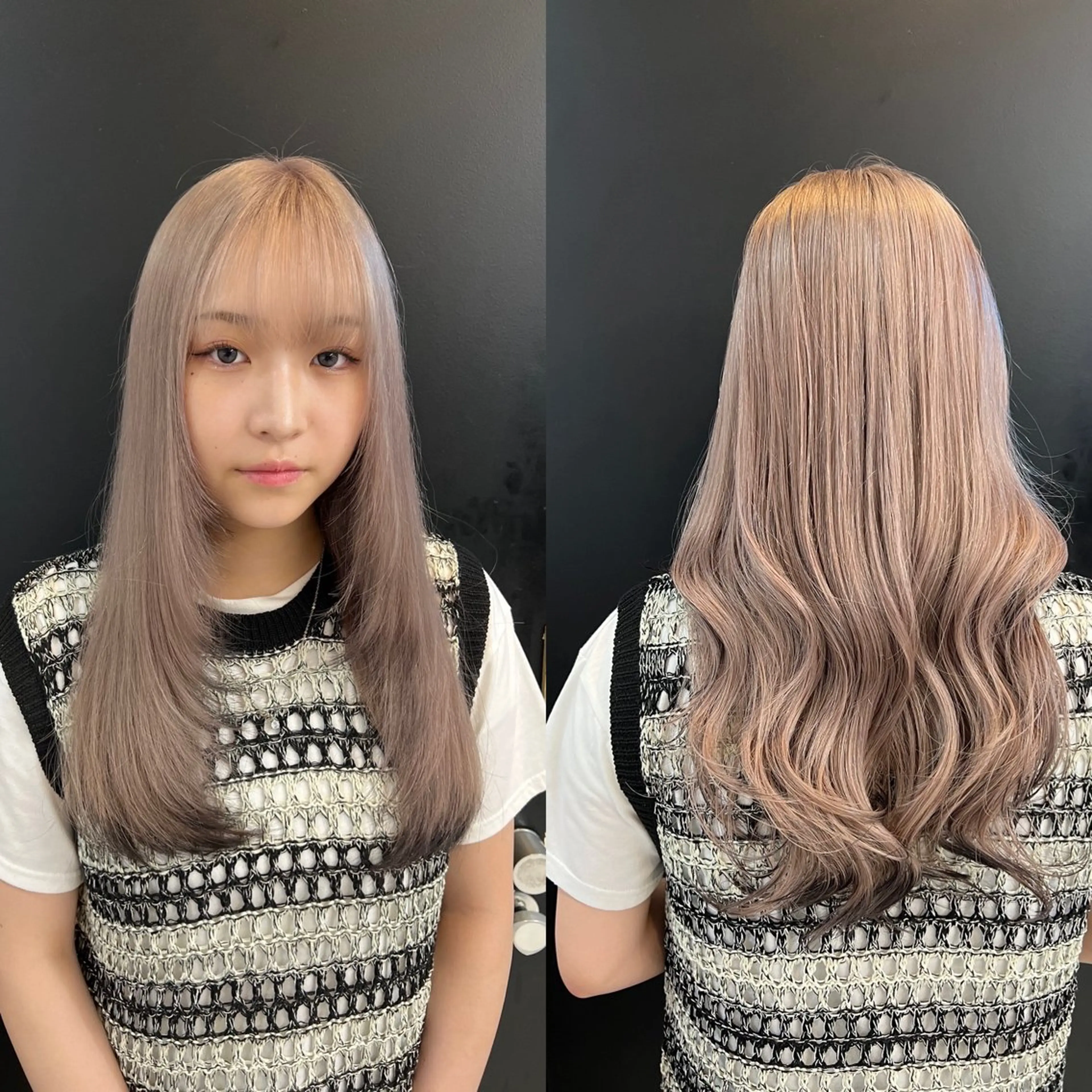 セミロング カラー ベージュカラー ホワイトベージュ ✨髪質改善✖︎顔周り レイヤー✨ナカムラのヘアスタイル