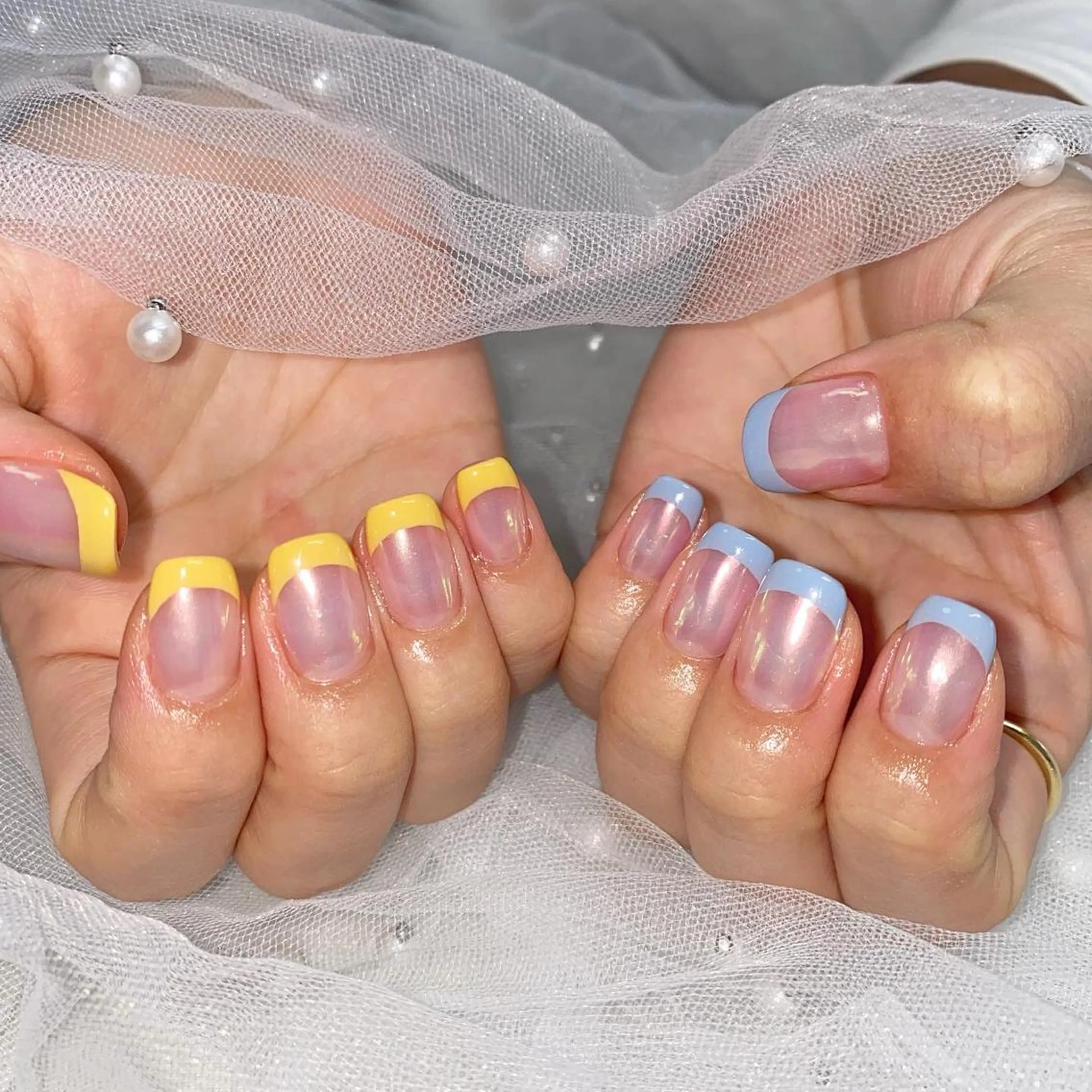 ネイル オーロラネイル フレンチネイル ハンドネイル I pinknail 韓国風·持ち込み専門のネイルデザイン