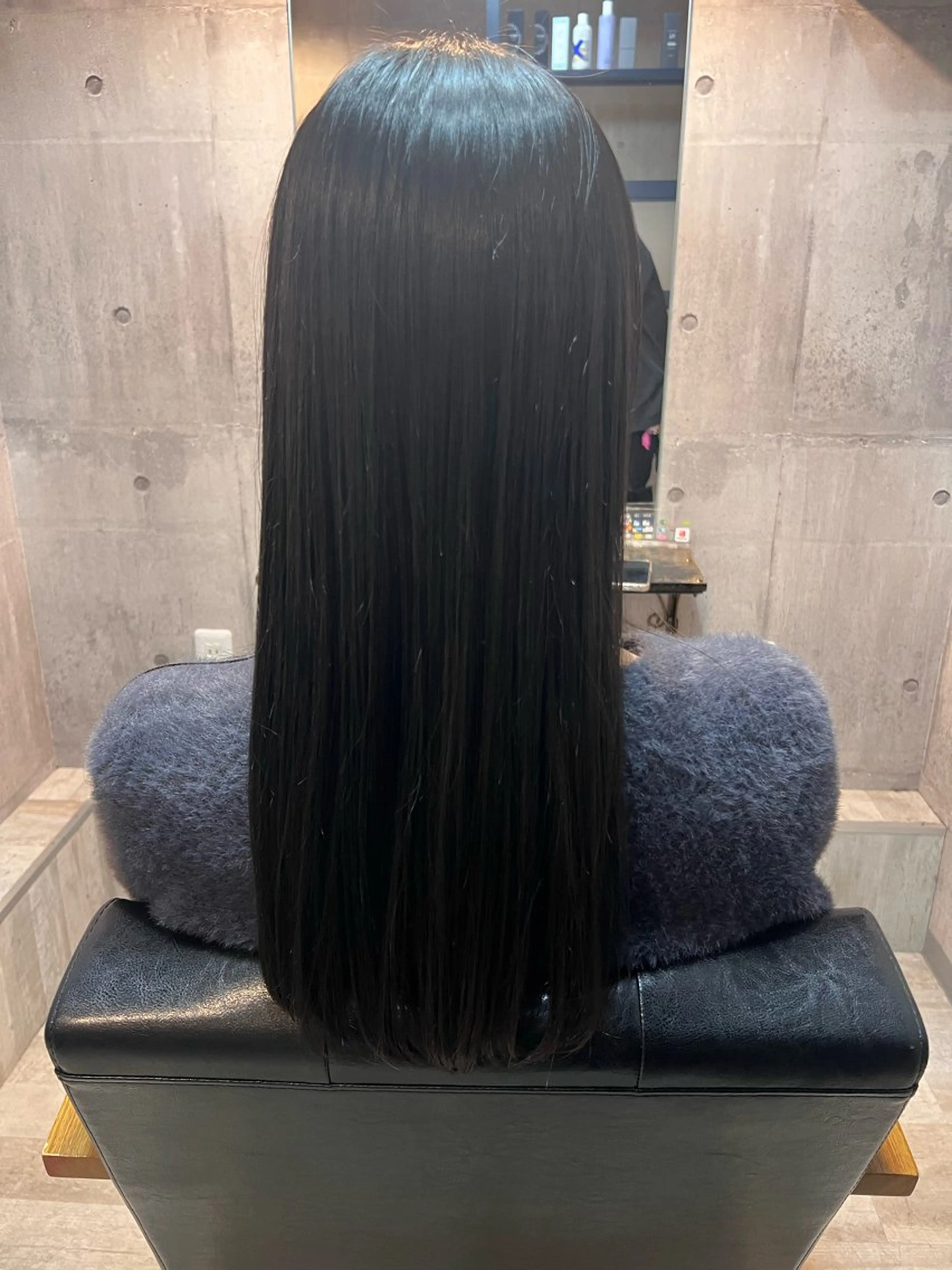 ロング カラー ヘアアレンジ 黒髪 ブルーカラー ブルーブラック トリートメント 髪質改善🫧‪ りこのヘアスタイル