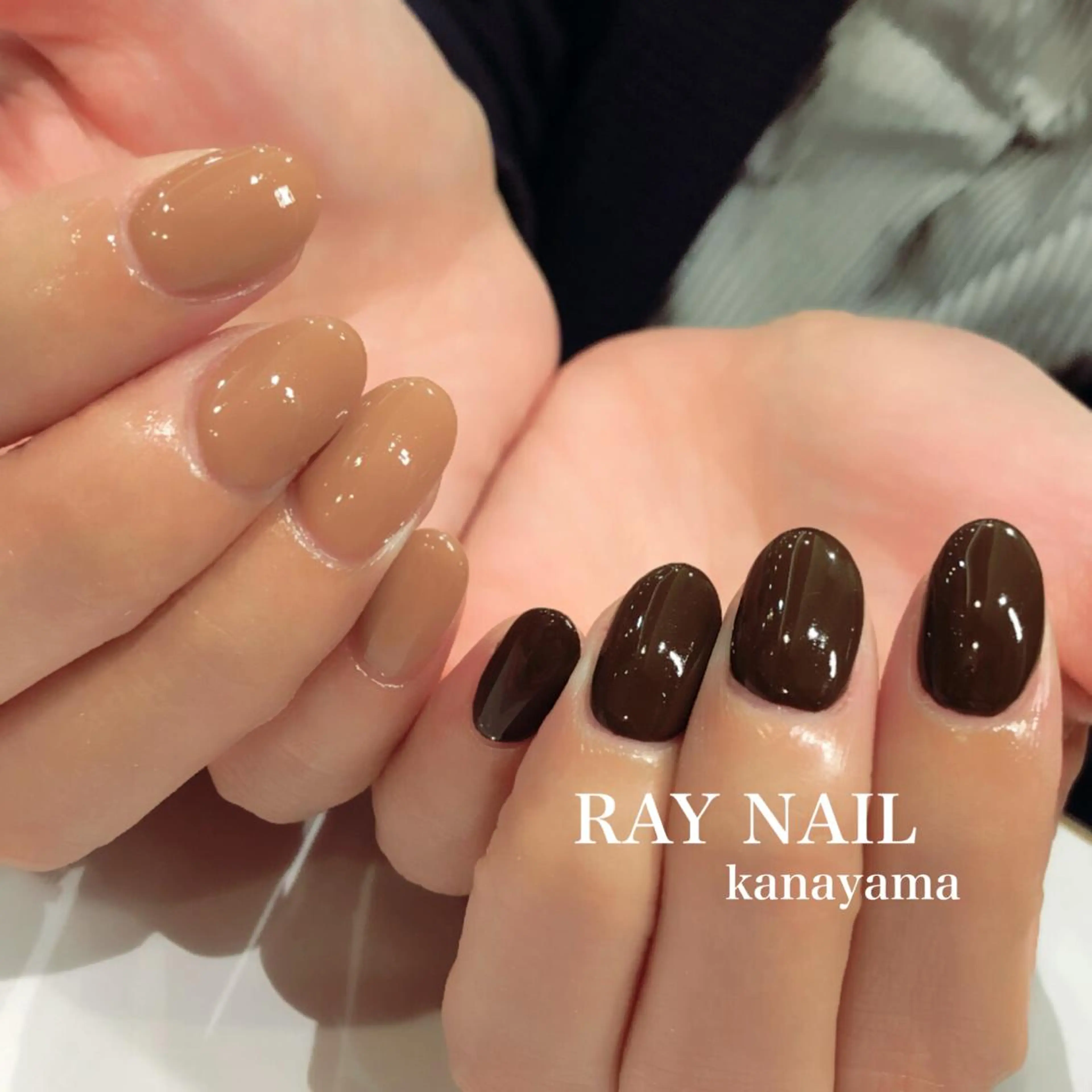 ネイル ブラウン ワンカラーネイル Arowa 伊田のネイルデザイン