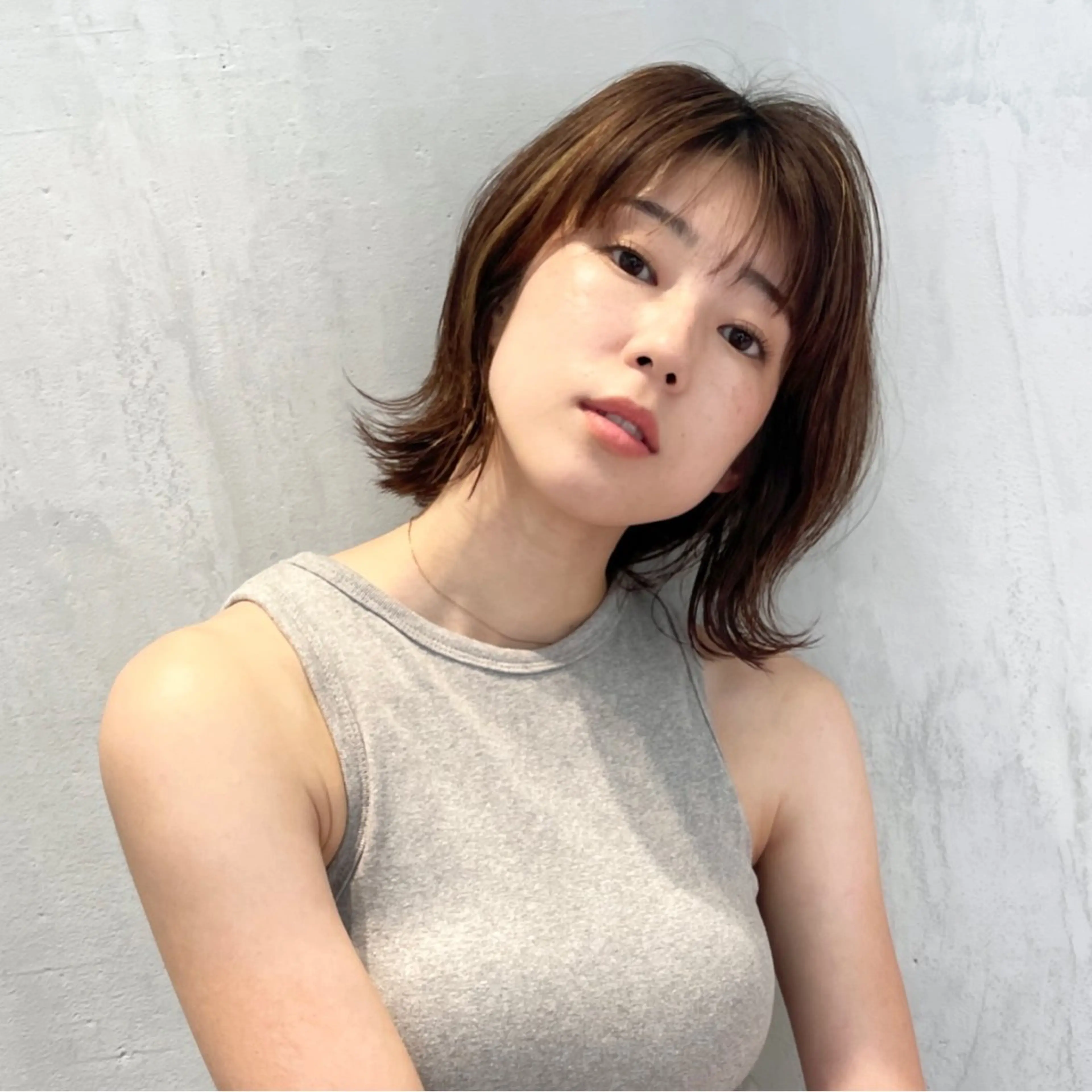 ミディアム カラー ハイライトカラー ボブ くびれヘア ハイライト カット ヘアカラー トリートメント ヘッドスパ matka白髪ぼかし 大人ヘア/KEIKOのヘアスタイル