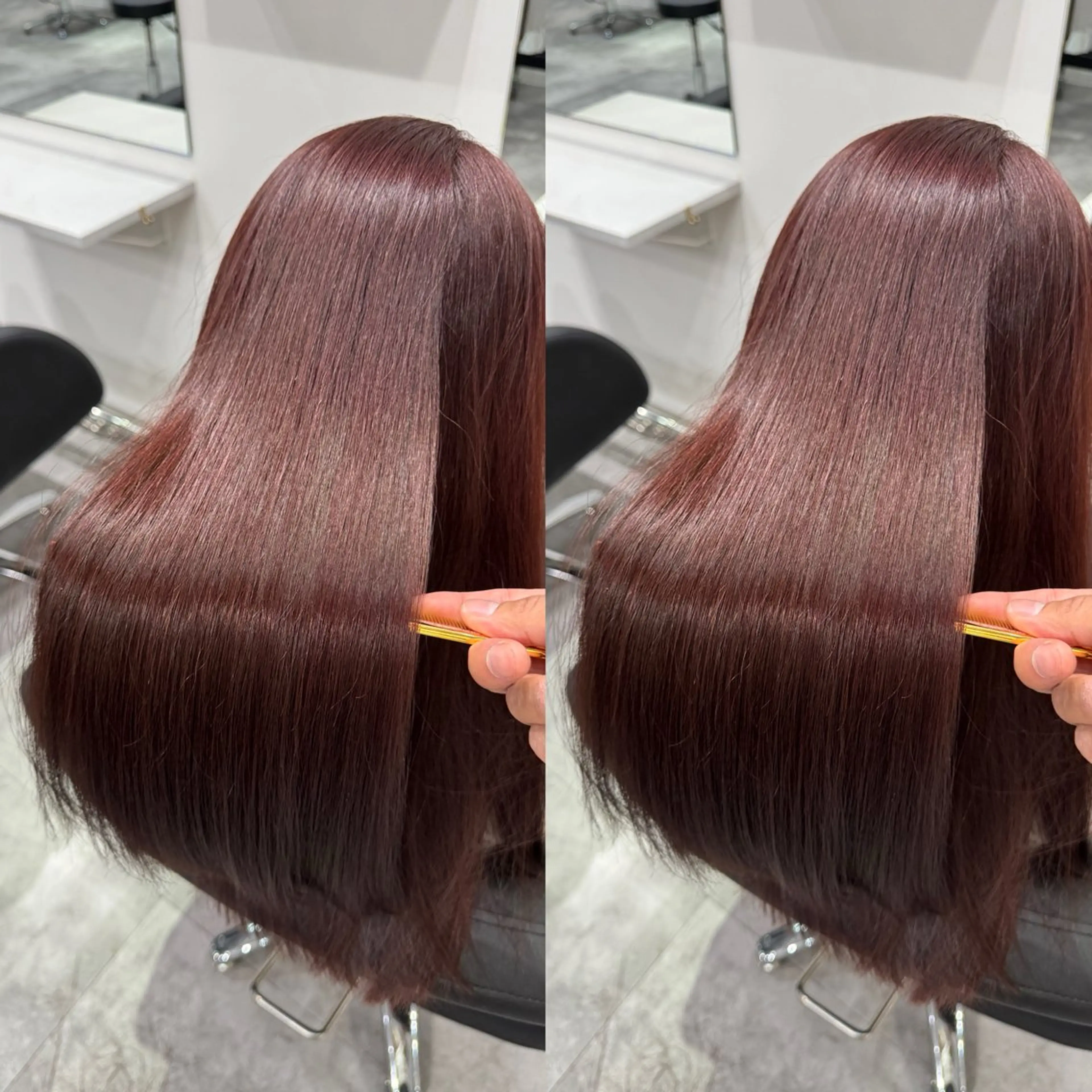 ロング 大船🫧ハイライト ボブ🫧持田樹のヘアスタイル