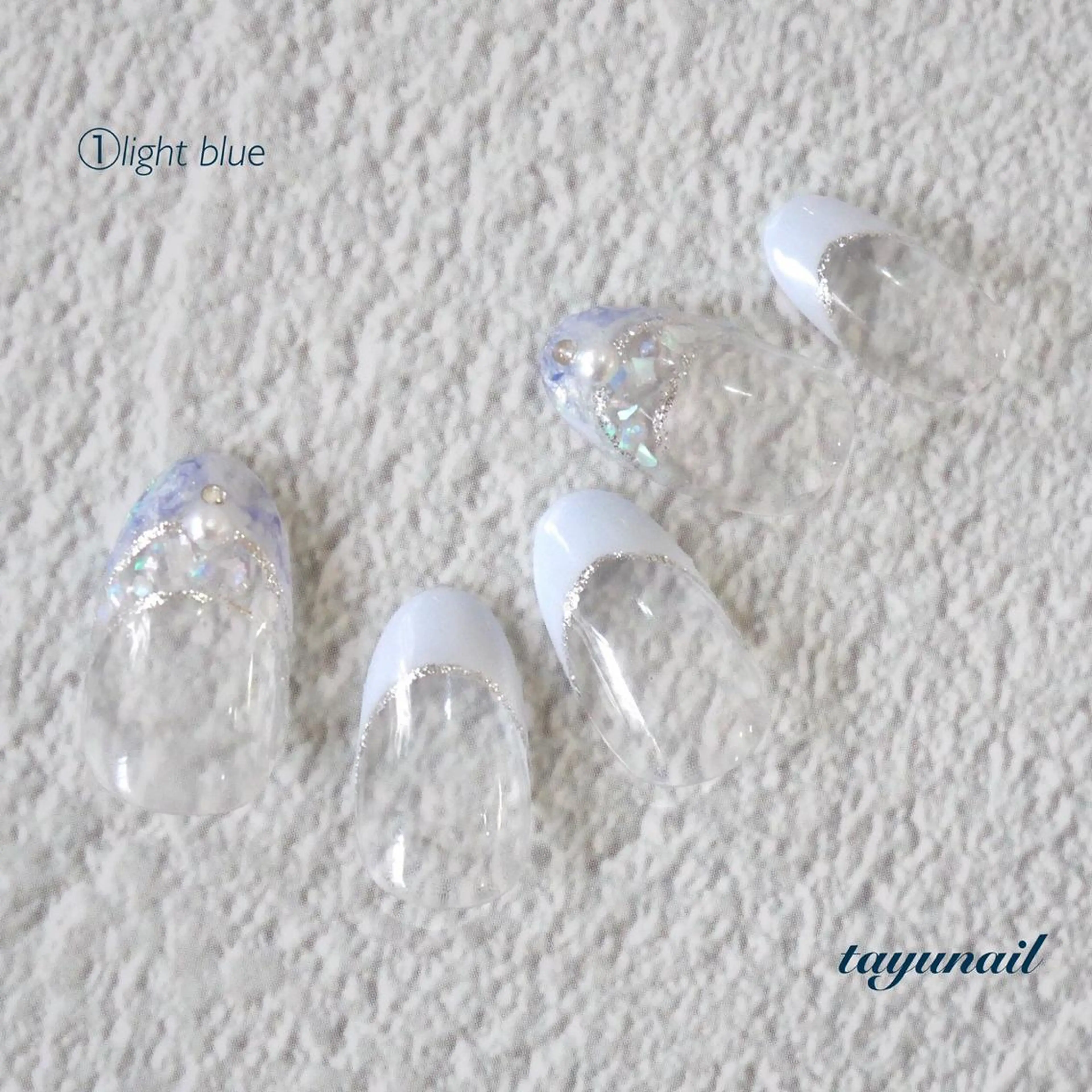 ネイル アートネイル ブルー クリアネイル フットネイル フレンチネイル ネイルサロン 【たゆnail】のネイルデザイン