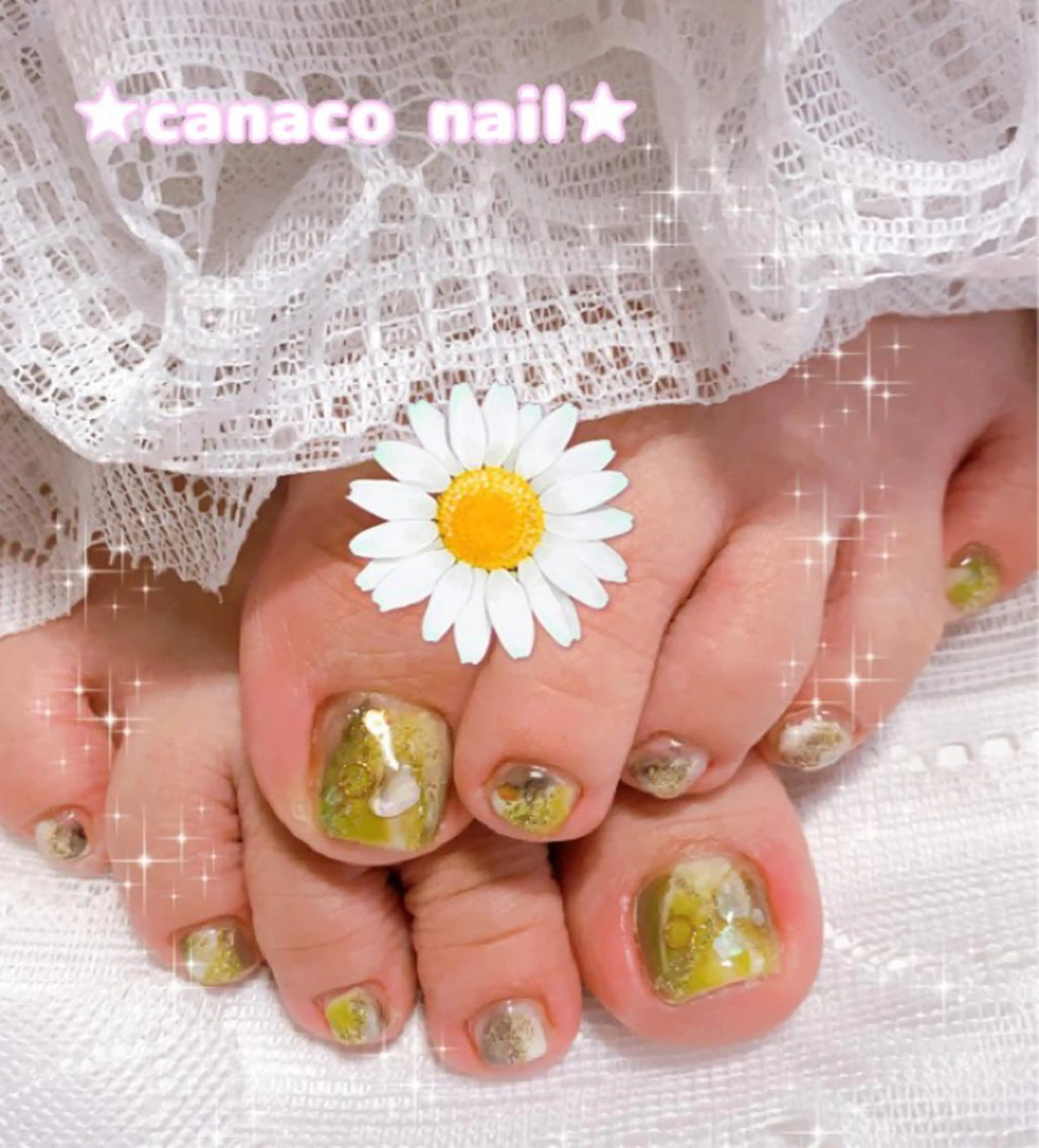 ネイル フットネイル ニュアンスネイル 黄色 Felice所属・ベテランネイル cnc  nailのネイルデザイン