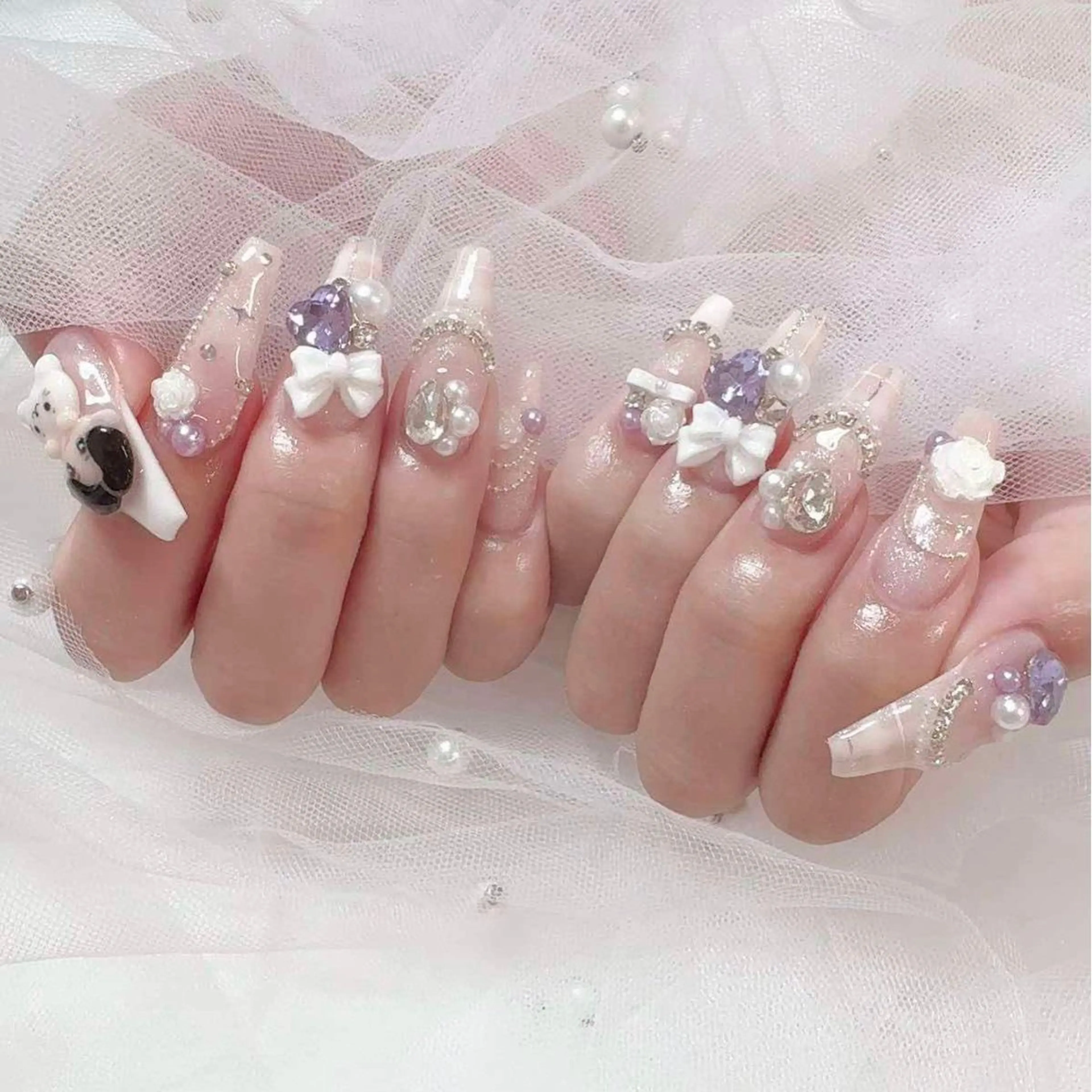 ネイル 長さ出し グラデーション キラキラネイル マグネットネイル ミラーネイル Lee Nails チップ長さだし専門店のネイルデザイン