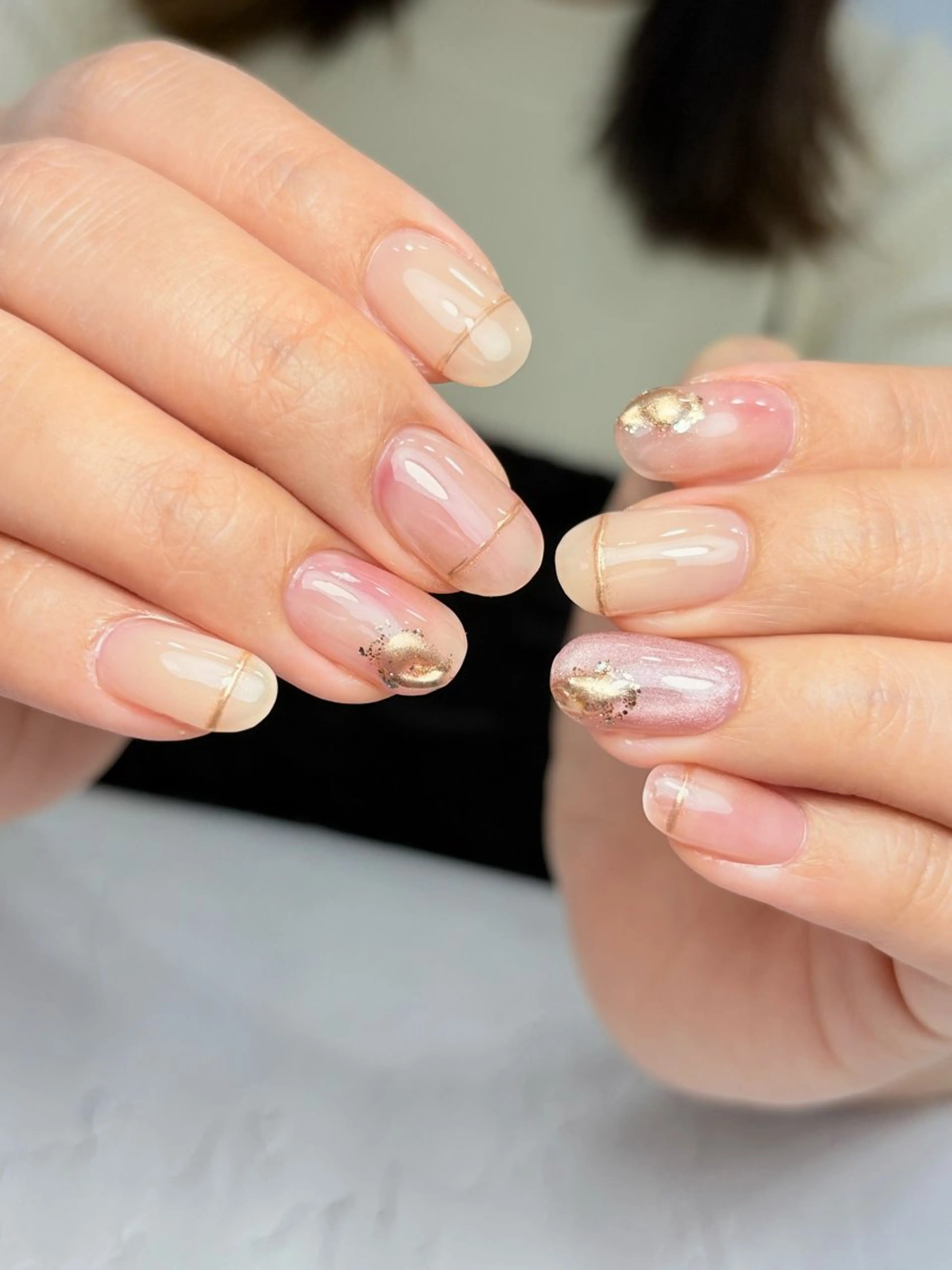 ネイル ミラーネイル ニュアンスネイル ピンク Natuleaナチュリア所属・深爪矯正自爪育成専門 natuleaのネイルデザイン