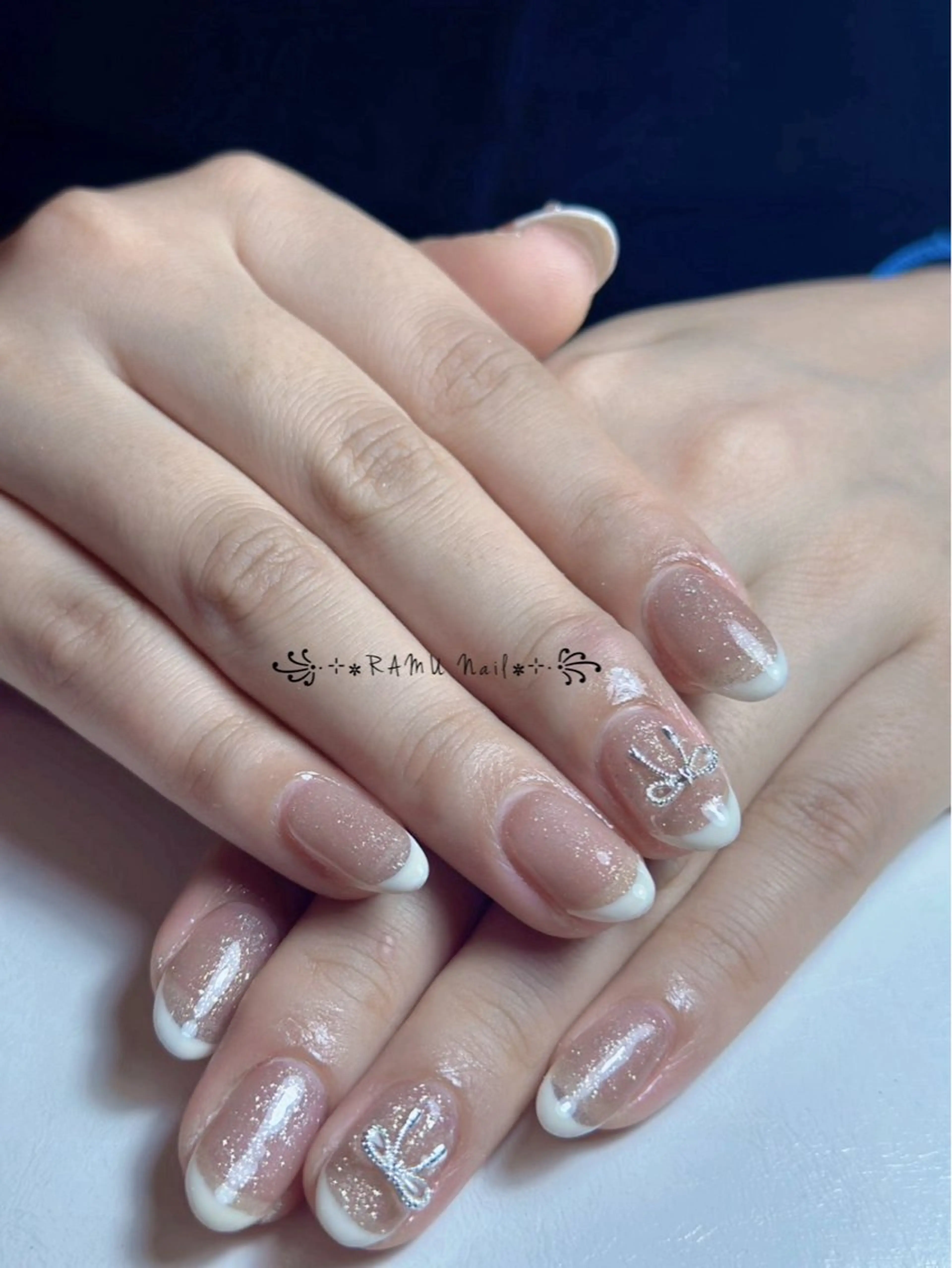 ネイル チークネイル フレンチネイル グラデーション キラキラネイル 韓国ネイル ハンドネイル RAMU Nail 恵比寿店のネイルデザイン