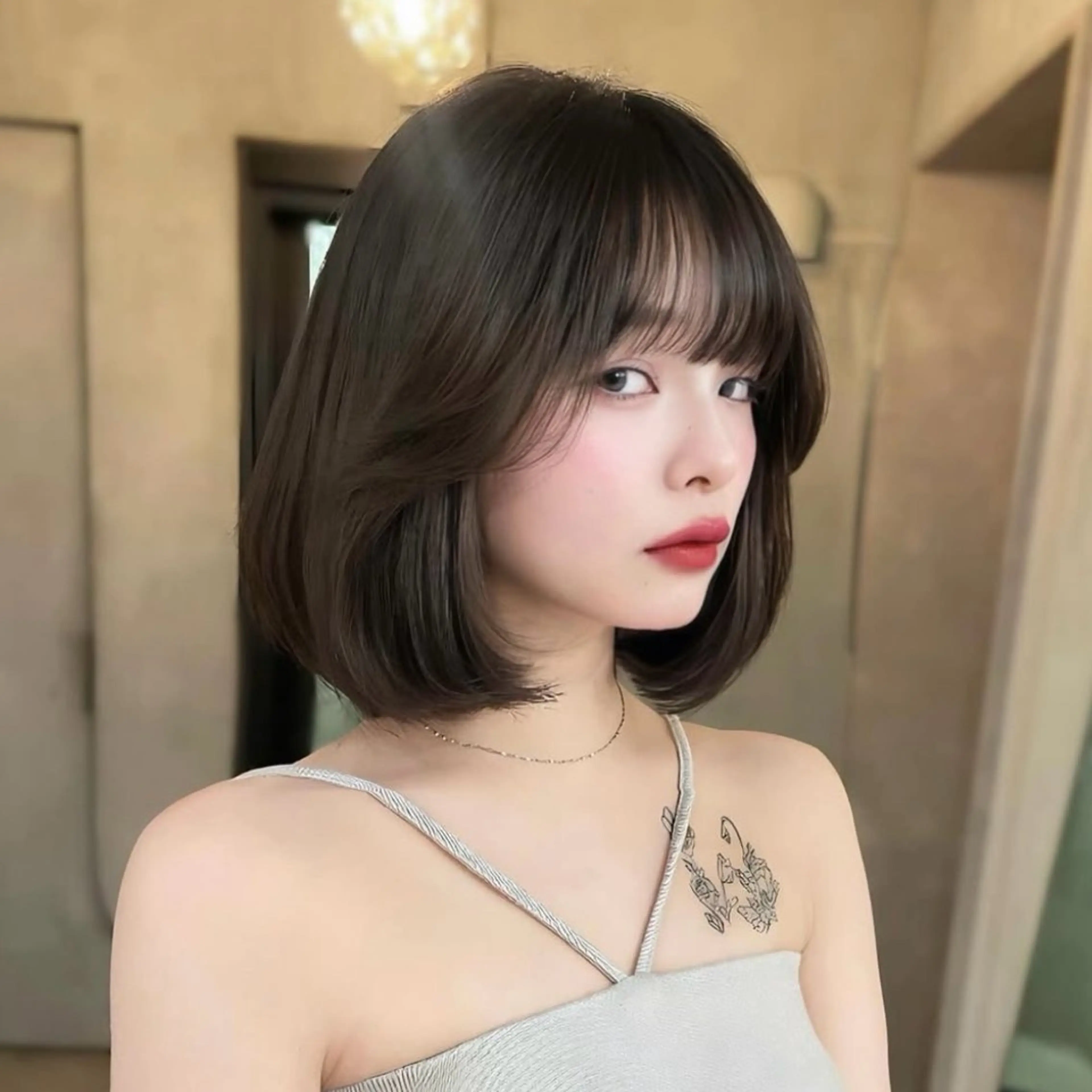 ショート カラー グレージュ タンバルモリ 韓国風ヘア モテ韓国ヘア/ レイヤー🤍RIKAのヘアスタイル