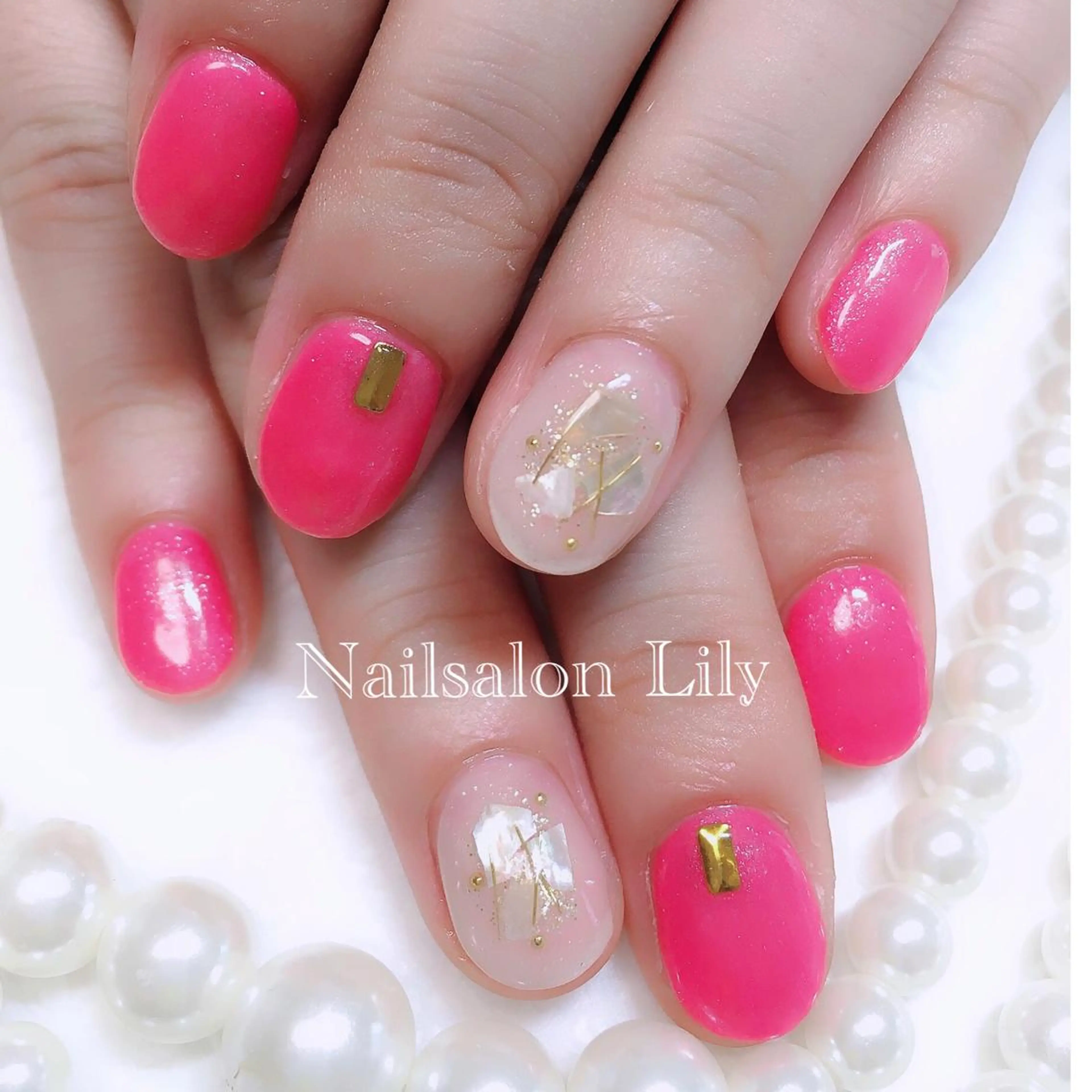 ネイル ピンク Lily*nail 🌻Mii🌻のネイルデザイン