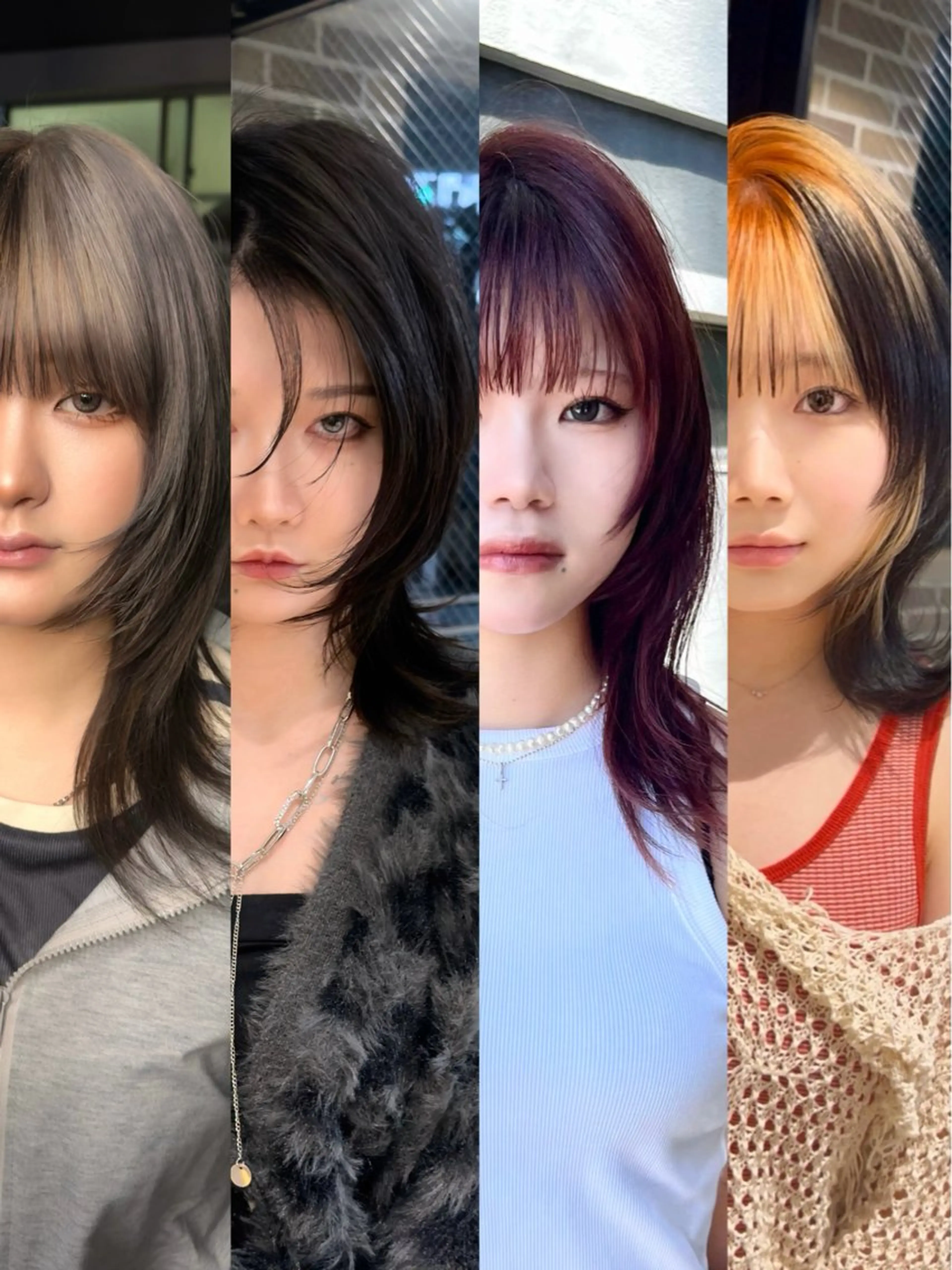 カラー カット ヘアカラー トリートメント ウルフ/レイヤー/ ブリーチカラーのヘアスタイル