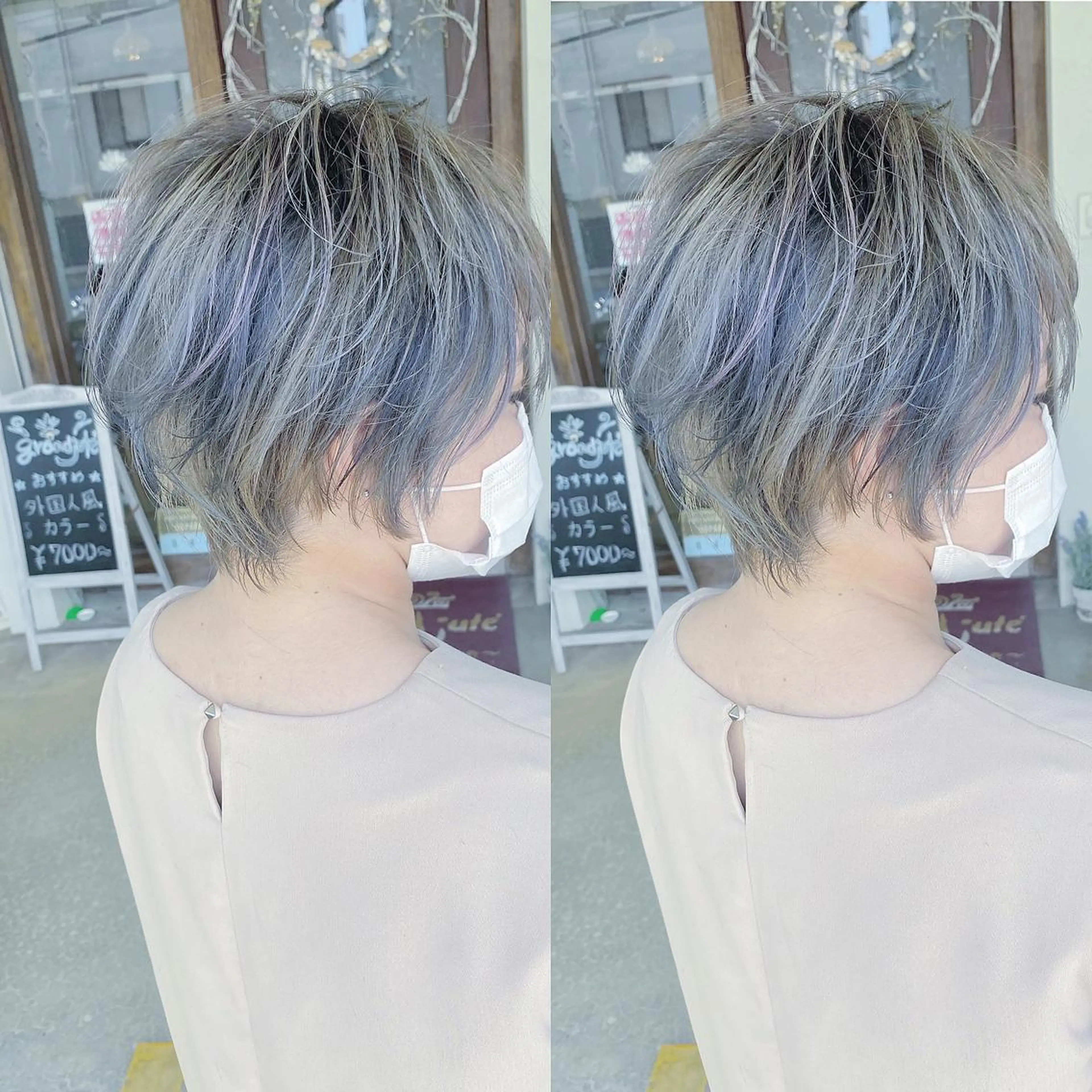 ショート カラー バレイヤージュ レイヤーカット カット ヘアカラー grand juteのヘアスタイル