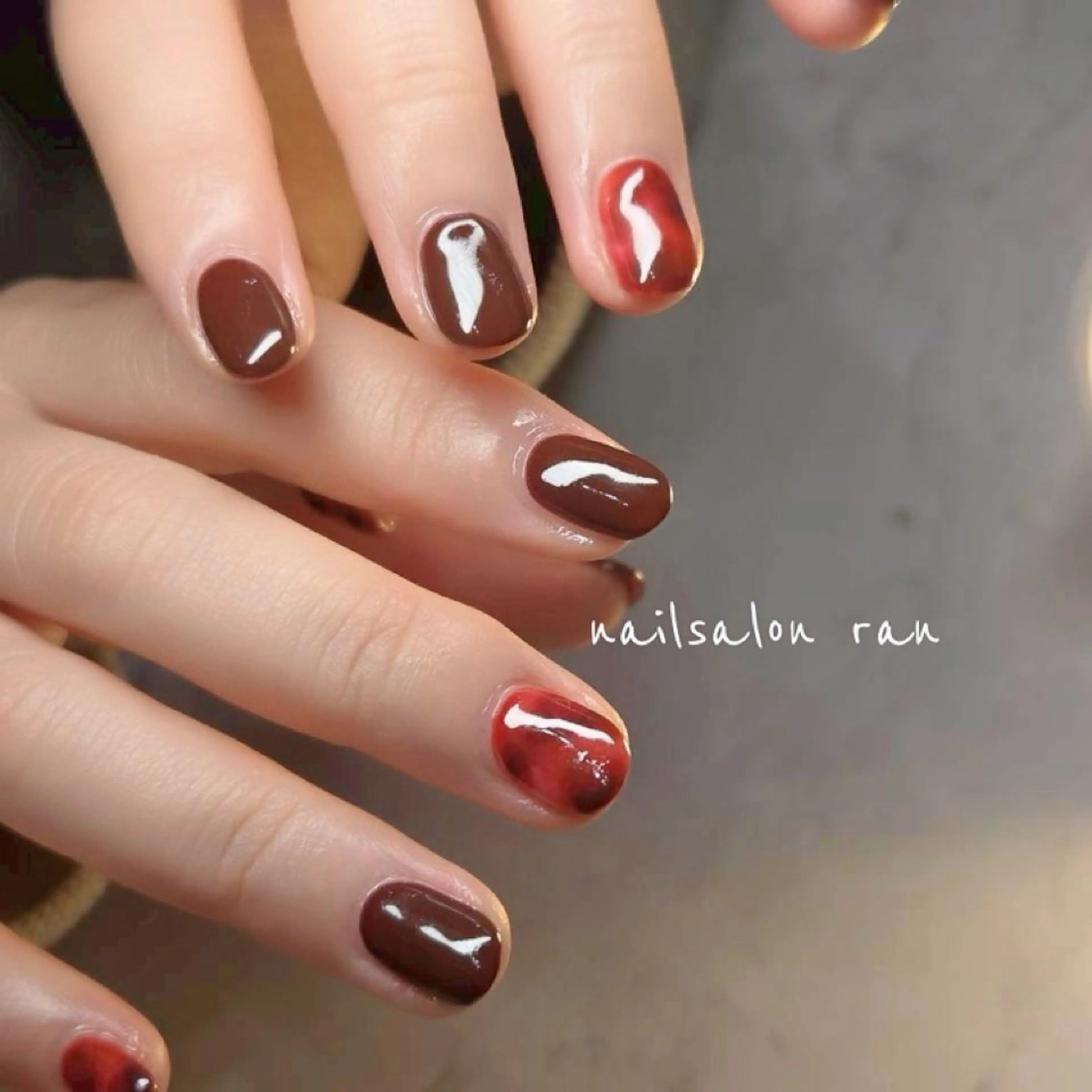 ネイル ボルドー 大理石ネイル(マーブル) nailsalon ranのネイルデザイン