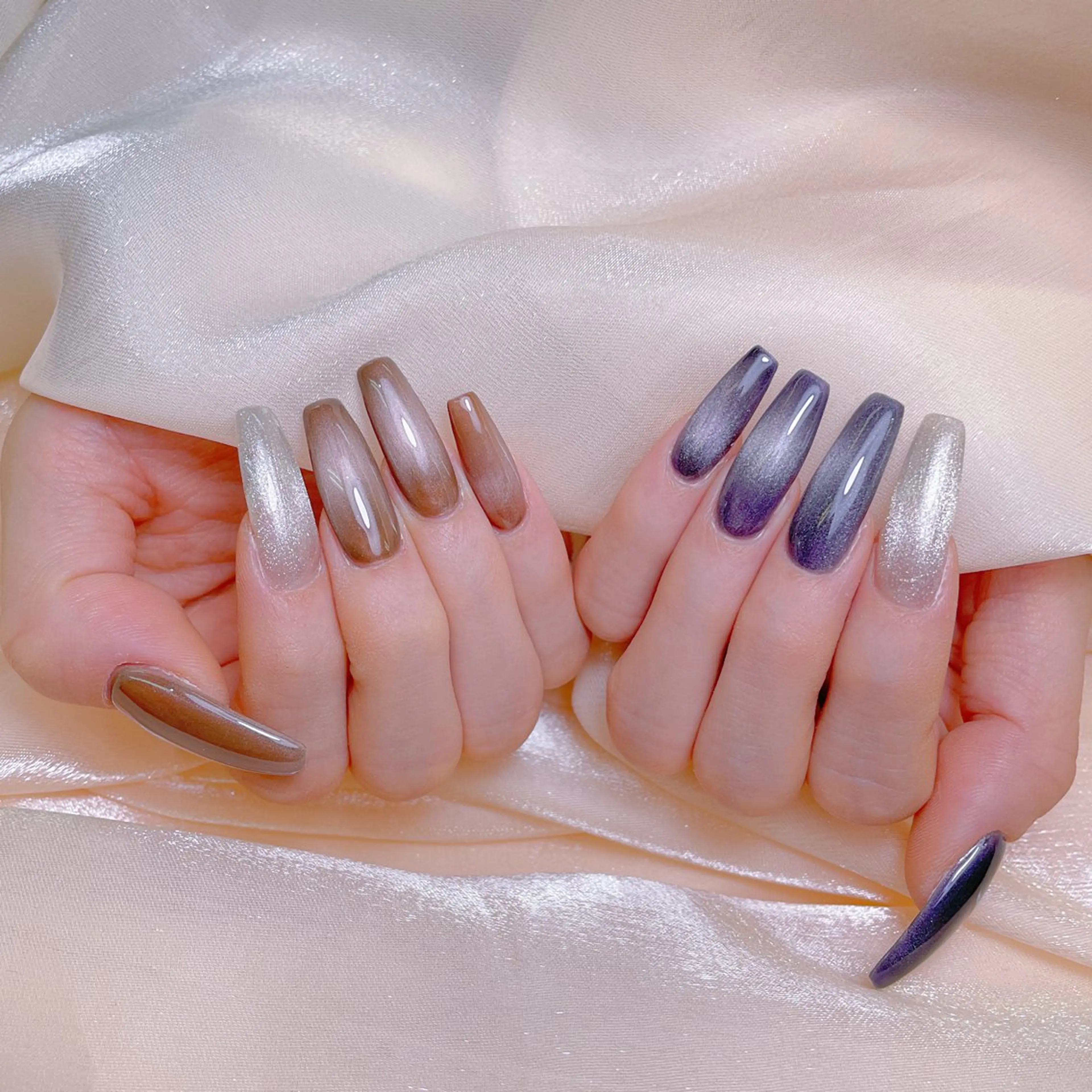 ネイル クリアネイル ロングネイル マグネットネイル 大理石ネイル(マーブル) 春ネイル ハンドネイル princess👑 木戸　唯のネイルデザイン