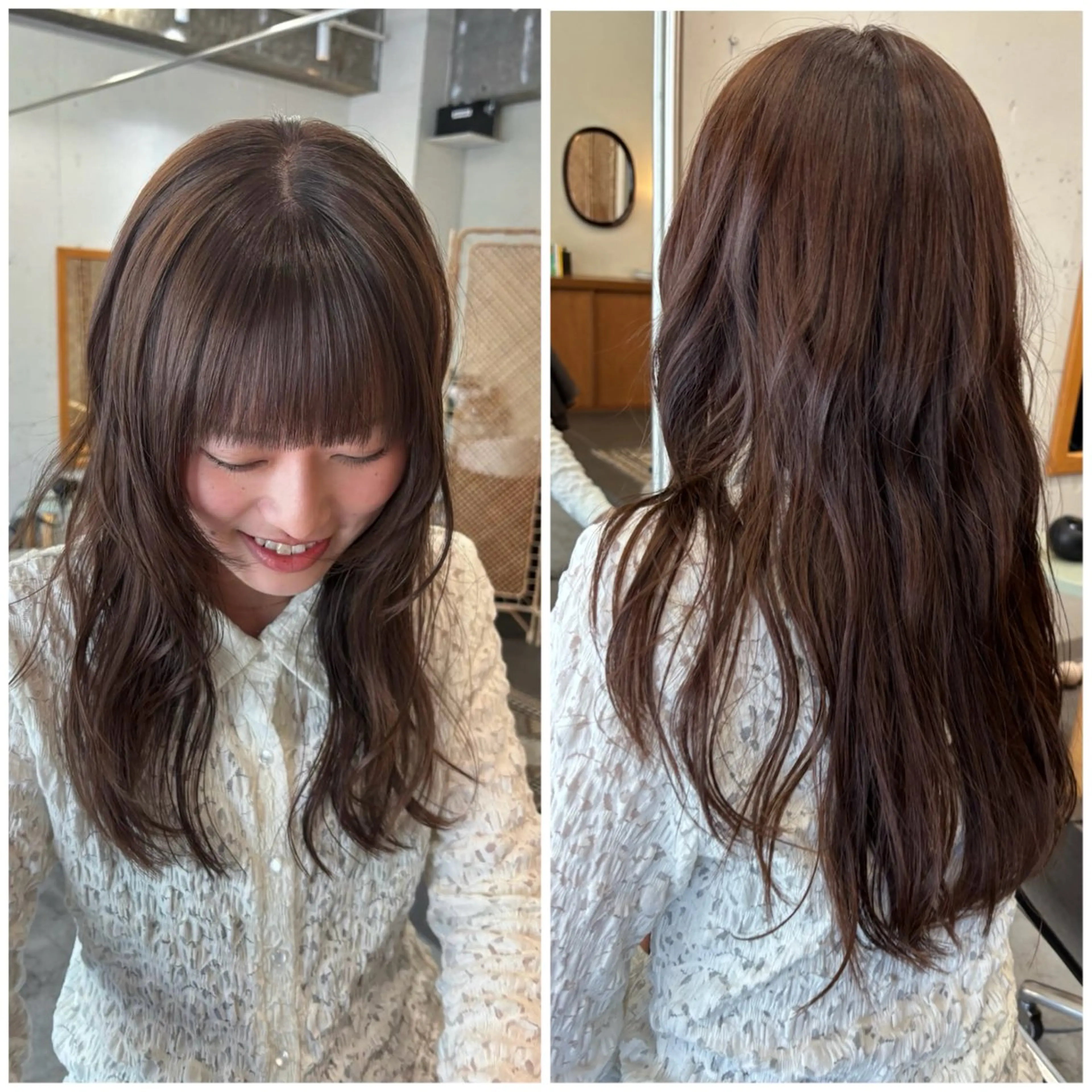 セミロング カラー ヘアカラー 永田 愛莉のヘアスタイル