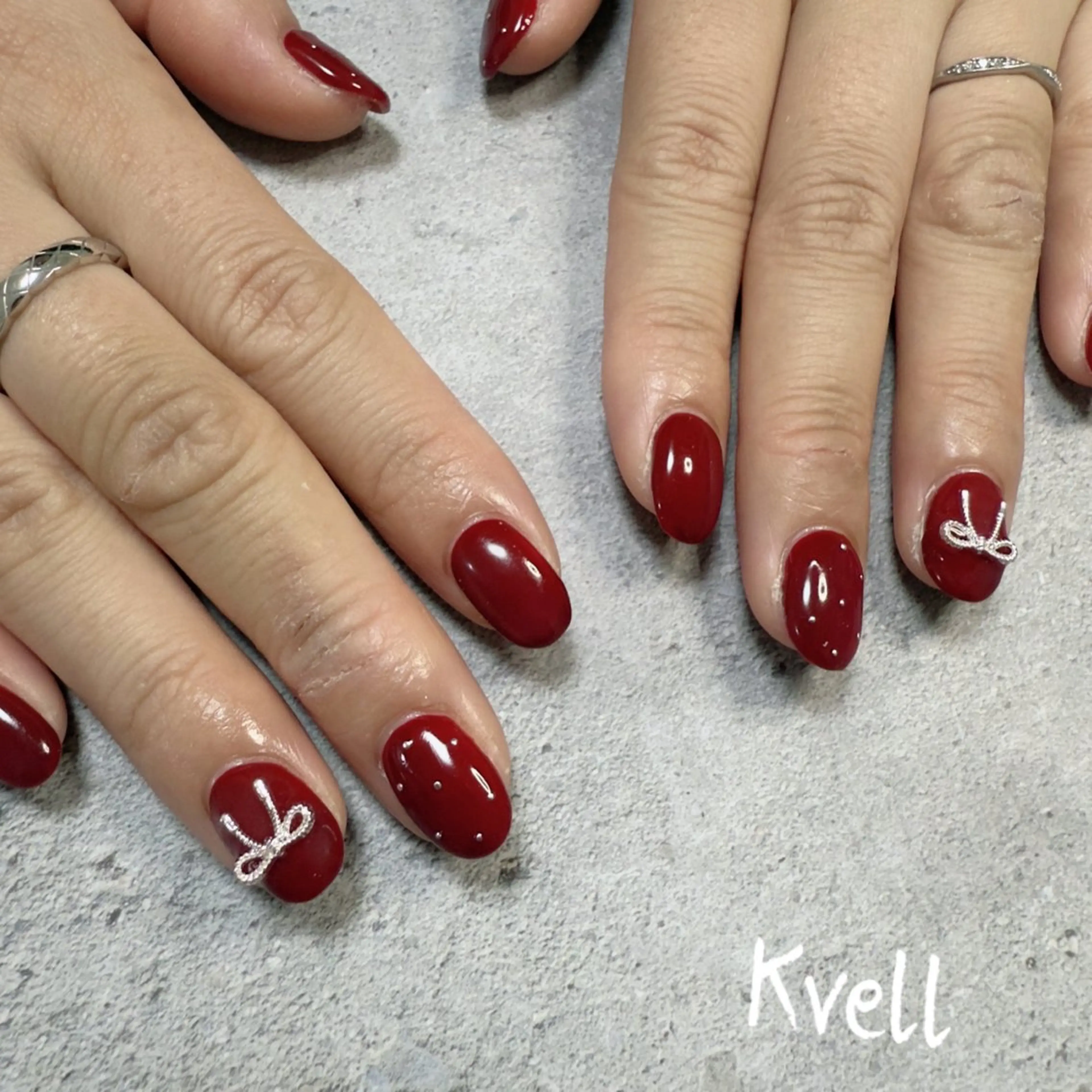 ネイル リボン ハンドネイル nailsalon Kvellのネイルデザイン