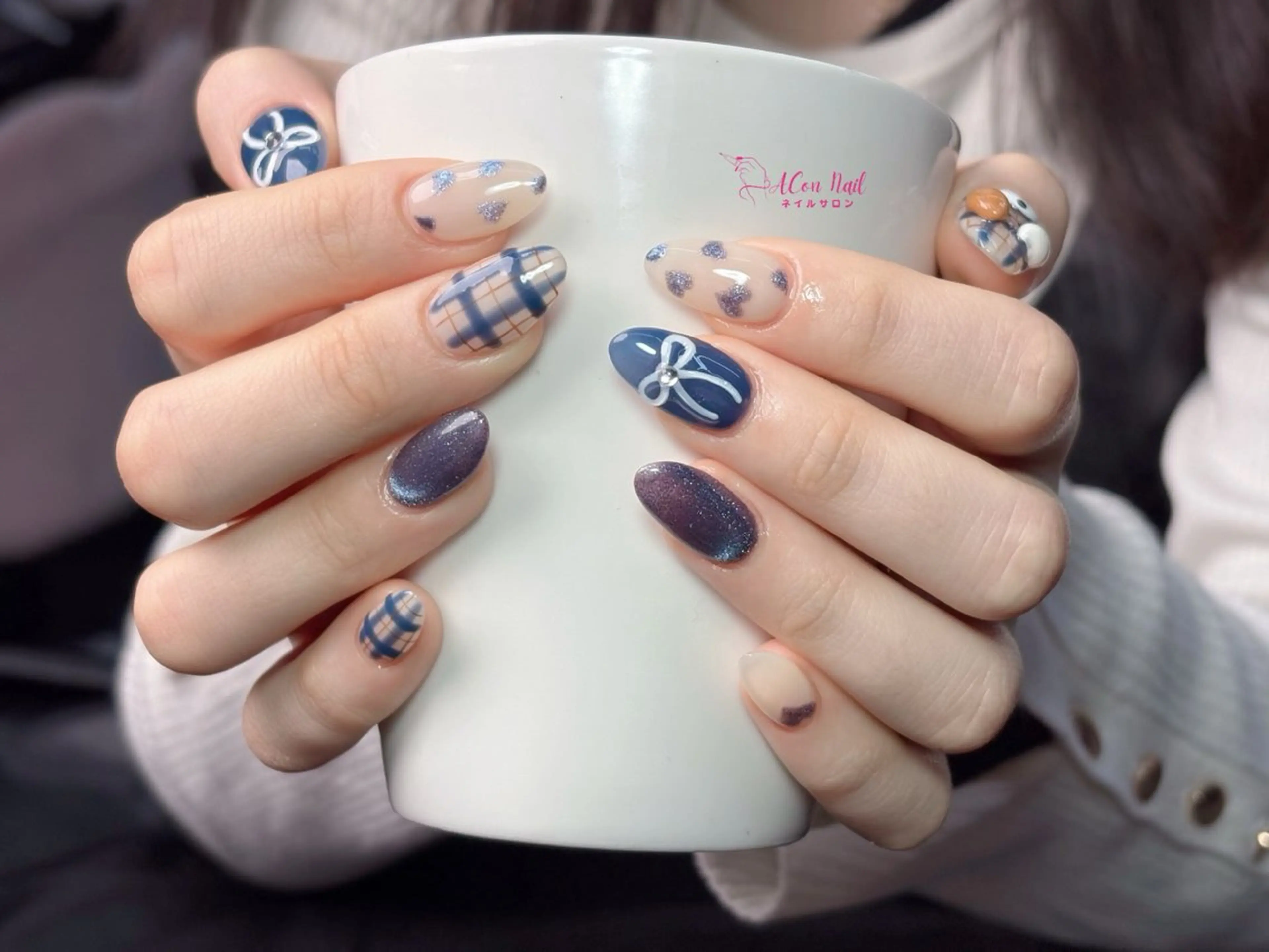 ネイル 桜ネイル 長さ出し フラワーネイル フレンチネイル ジェルネイル ハンドネイル AConNailSalon所属・ACon NailSalonのネイルデザイン