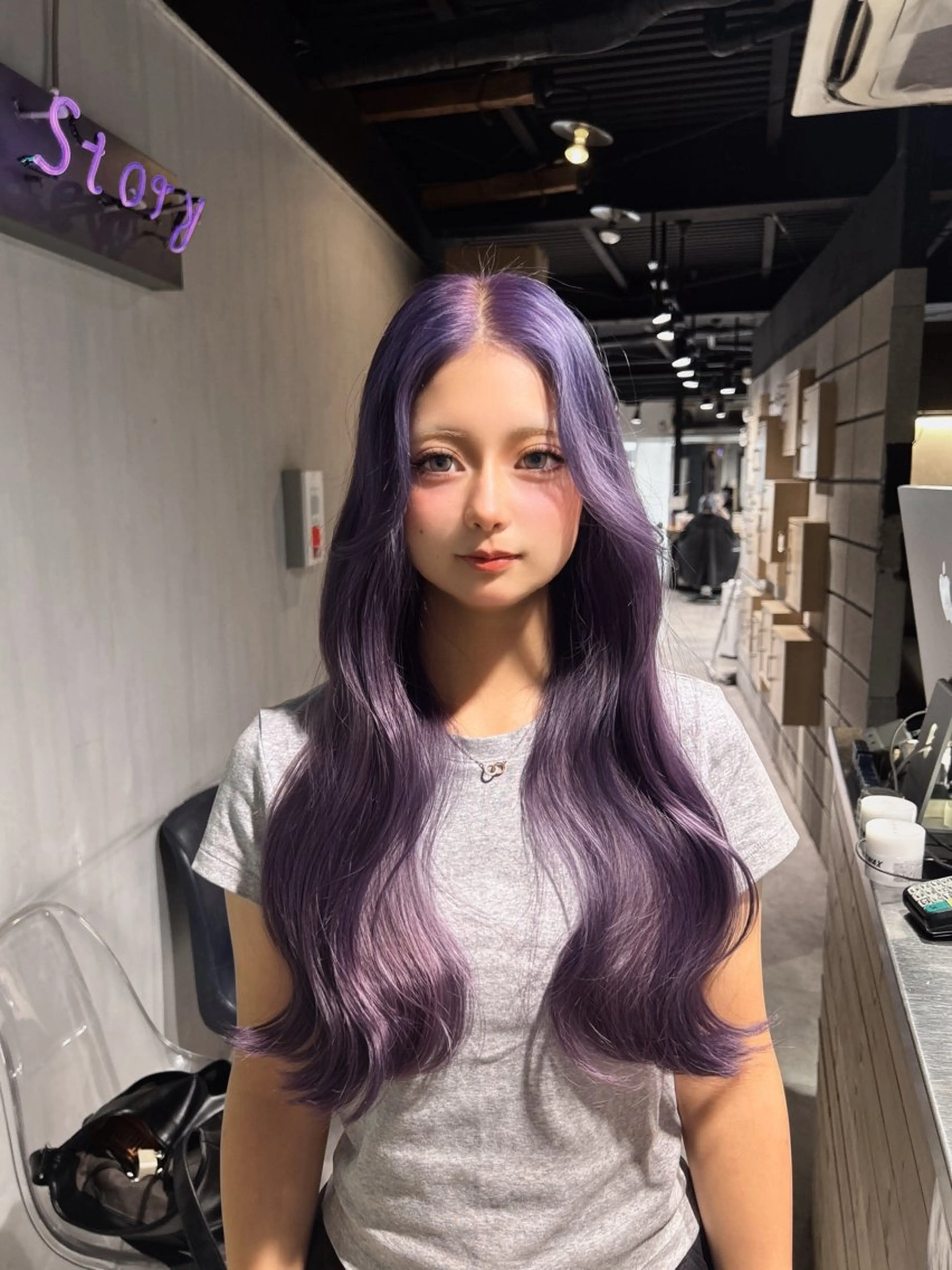 ロング 韓国風カラー 姫カット 韓国風ヘア レイヤーカット ワンホンレイヤー MEI🎀垢抜けカラ ー🎀韓国styleのヘアスタイル